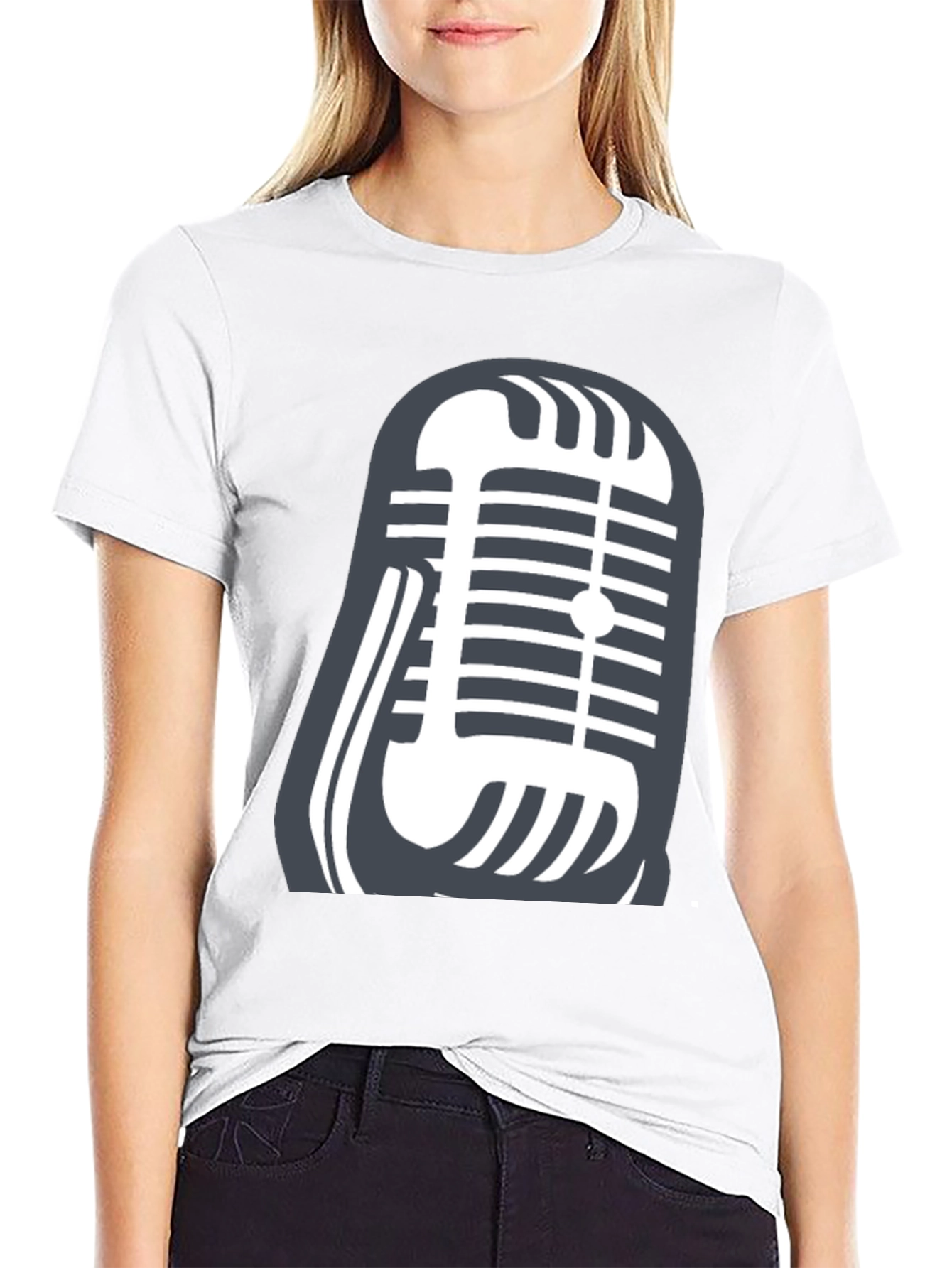 Retro Microphone Graphic Tee - Classic Vocal Style