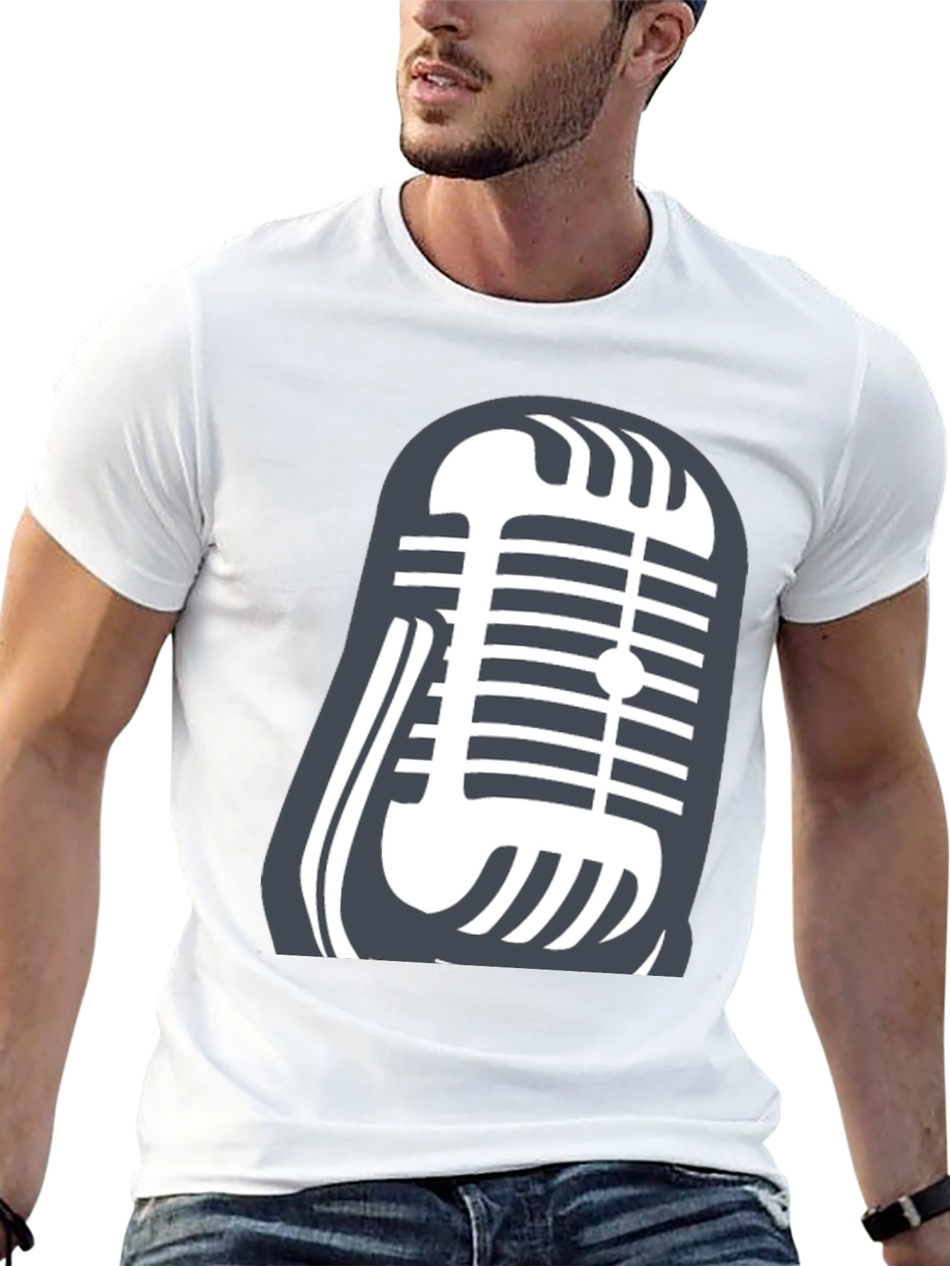 Retro Microphone Graphic Tee - Classic Vocal Style