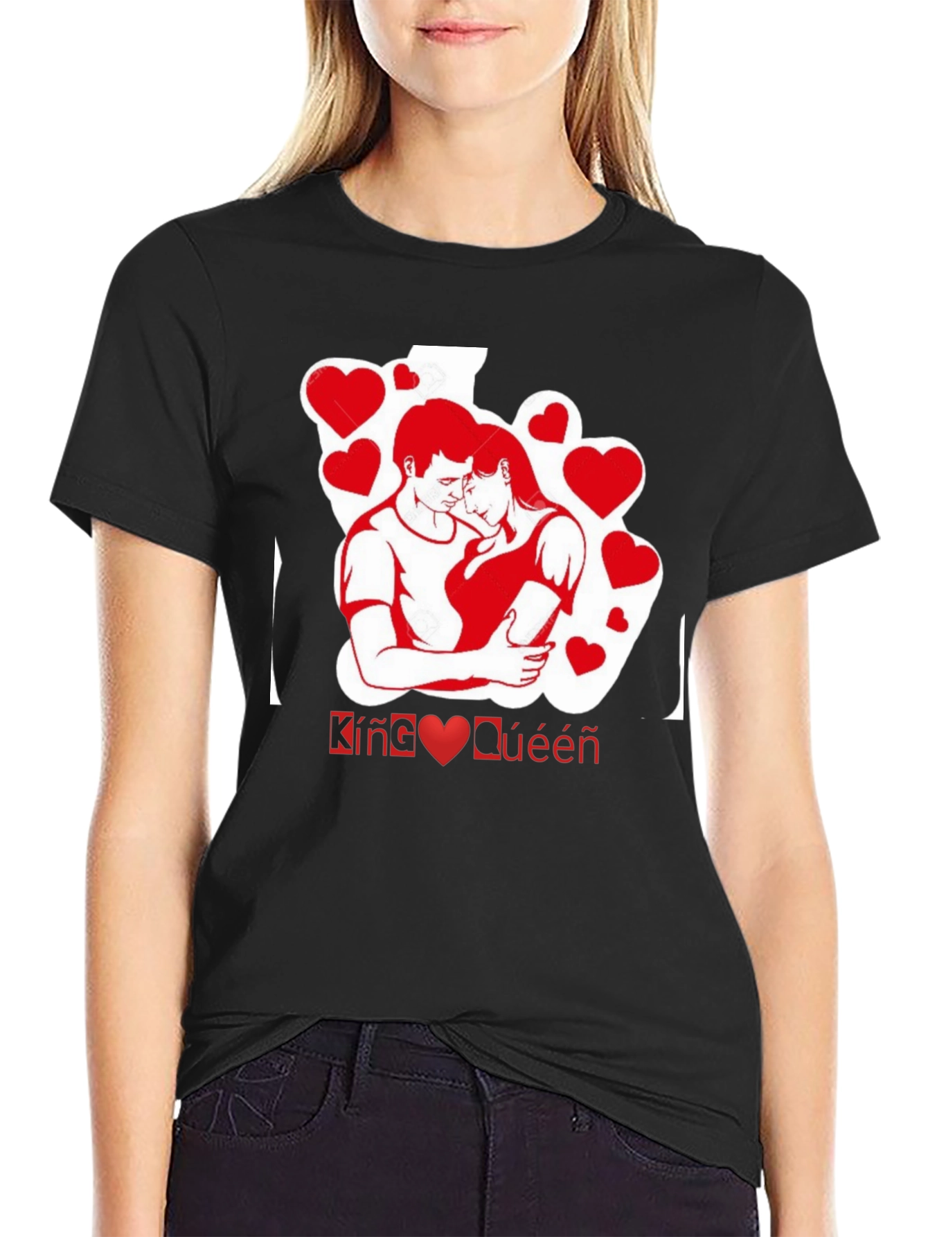 King & Queen Couple Matching Black T-Shirt