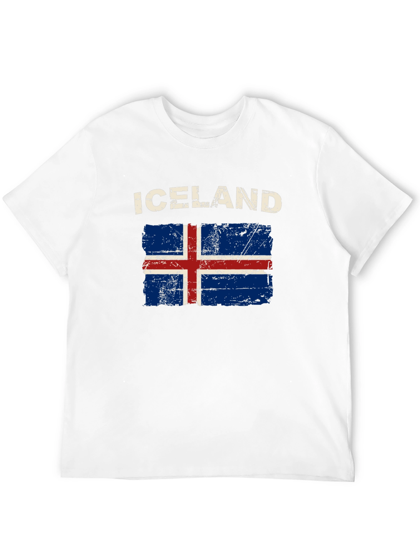 Iceland Flag Distressed T-Shirt - Black