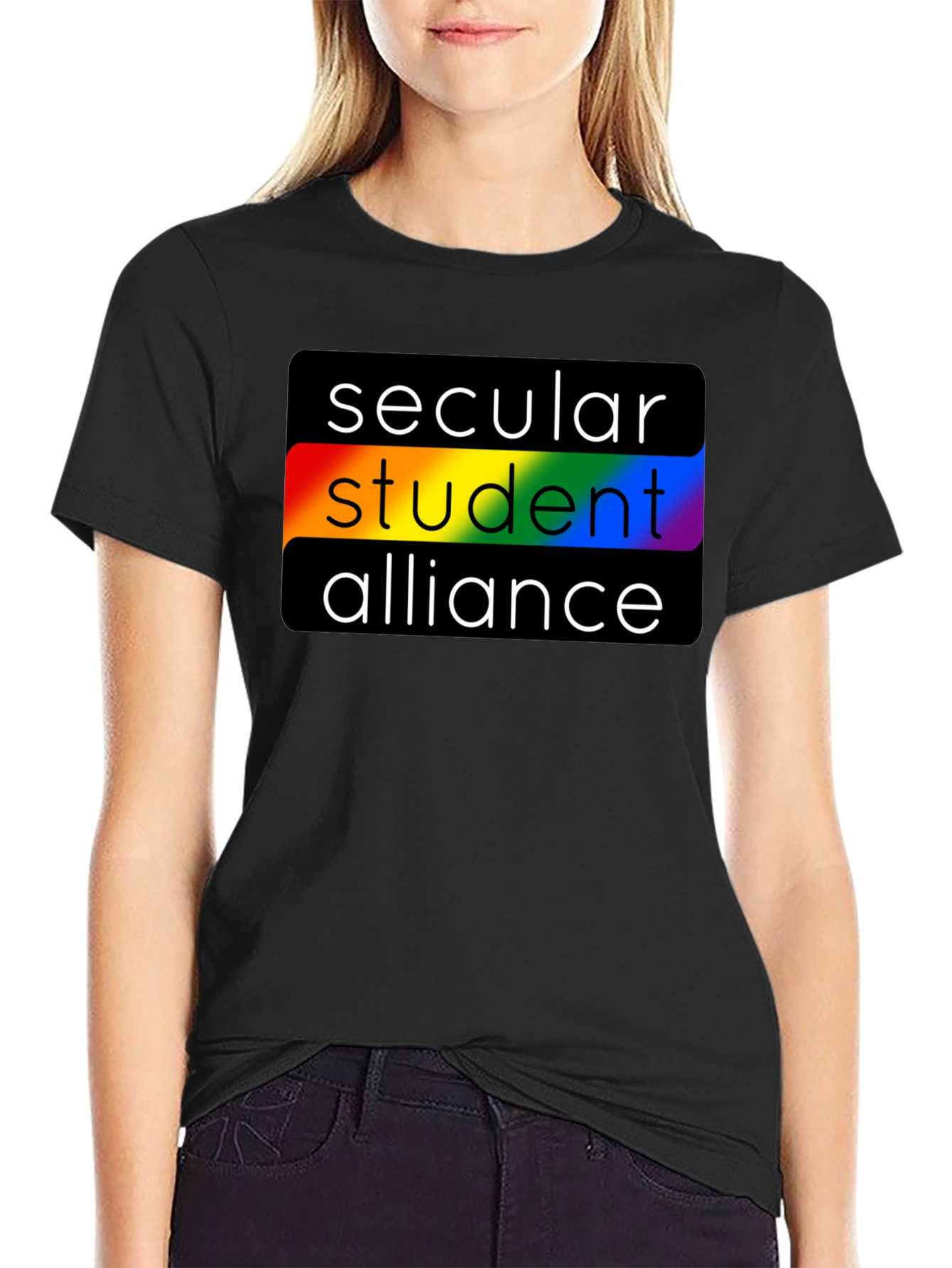 Secular Student Alliance Rainbow Pride Black T-Shirt