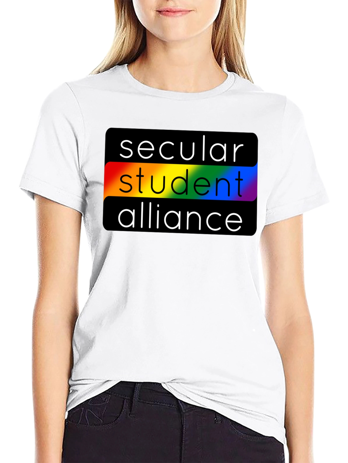 Secular Student Alliance Rainbow Pride Black T-Shirt