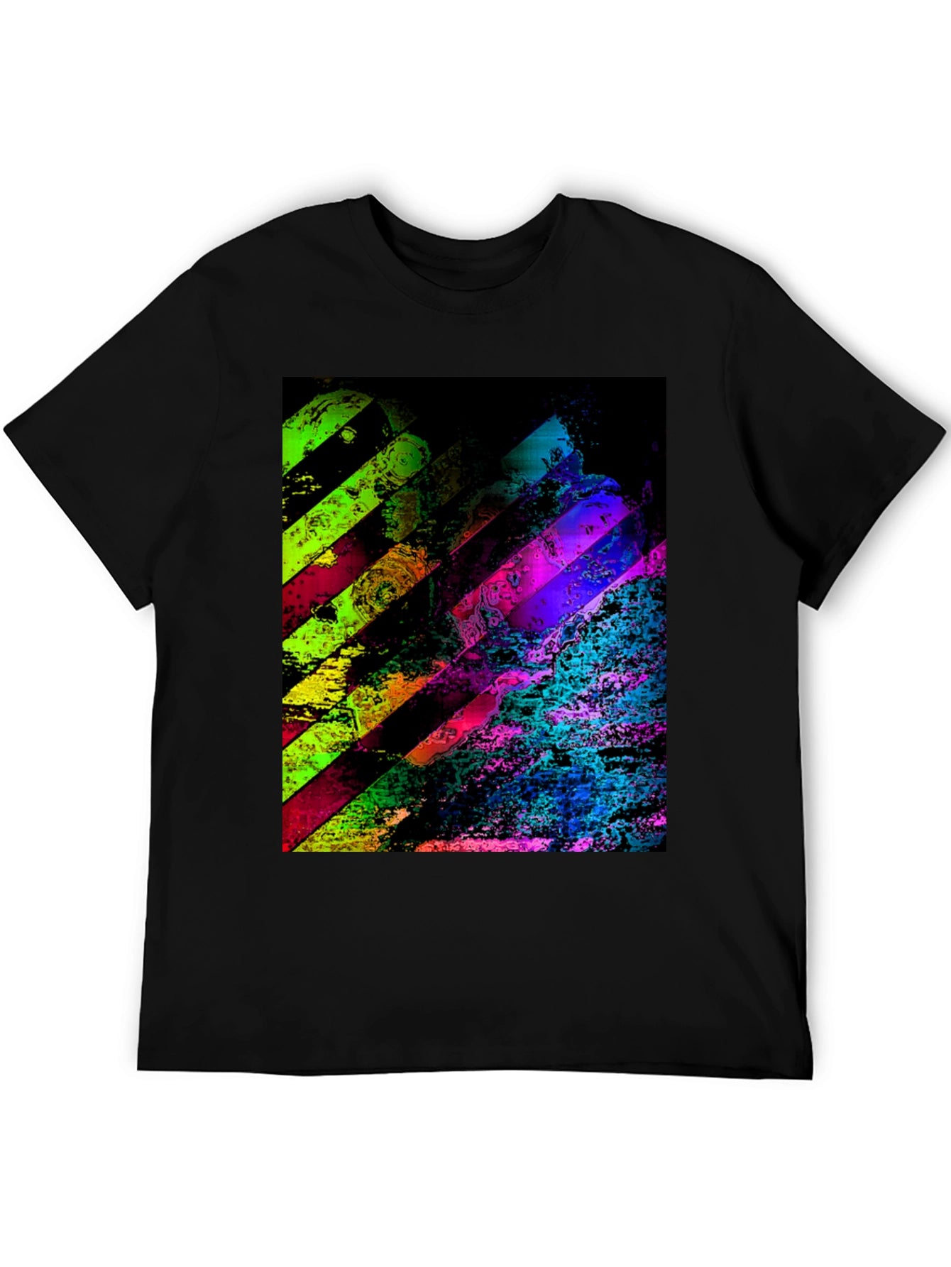 Abstract Geometric Graphic Print Mens Black T-Shirt