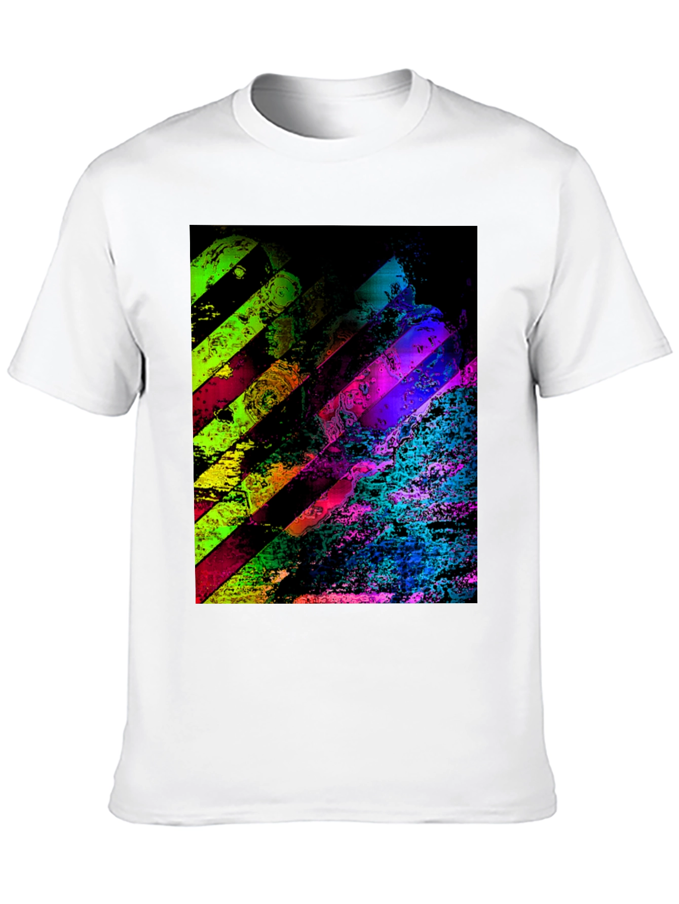 Abstract Geometric Graphic Print Mens Black T-Shirt