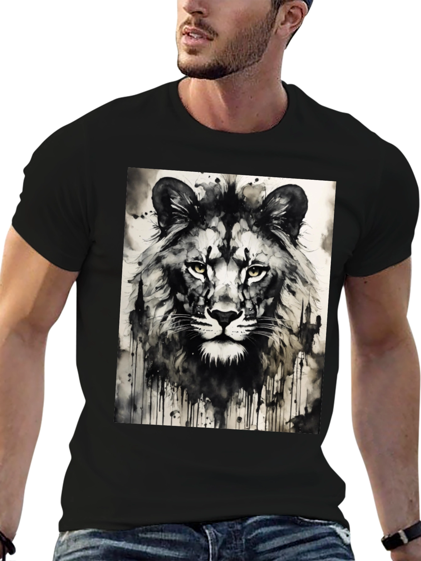 Lion Art Black T-Shirt