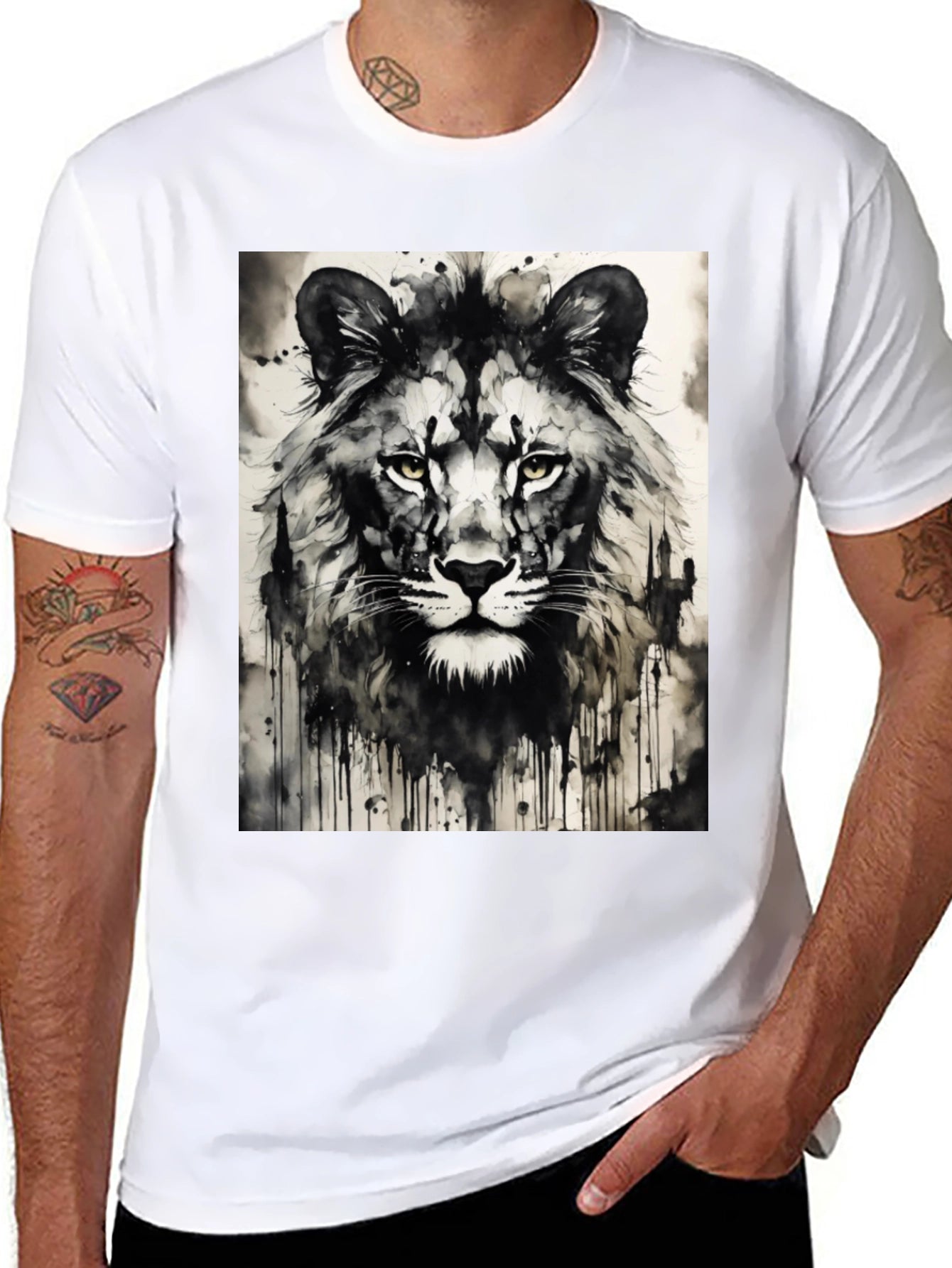 Lion Art Black T-Shirt