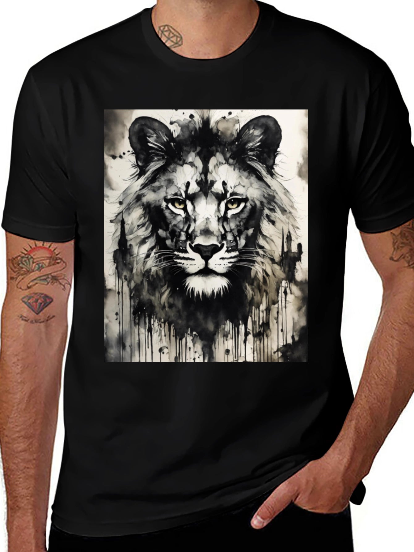 Lion Art Black T-Shirt