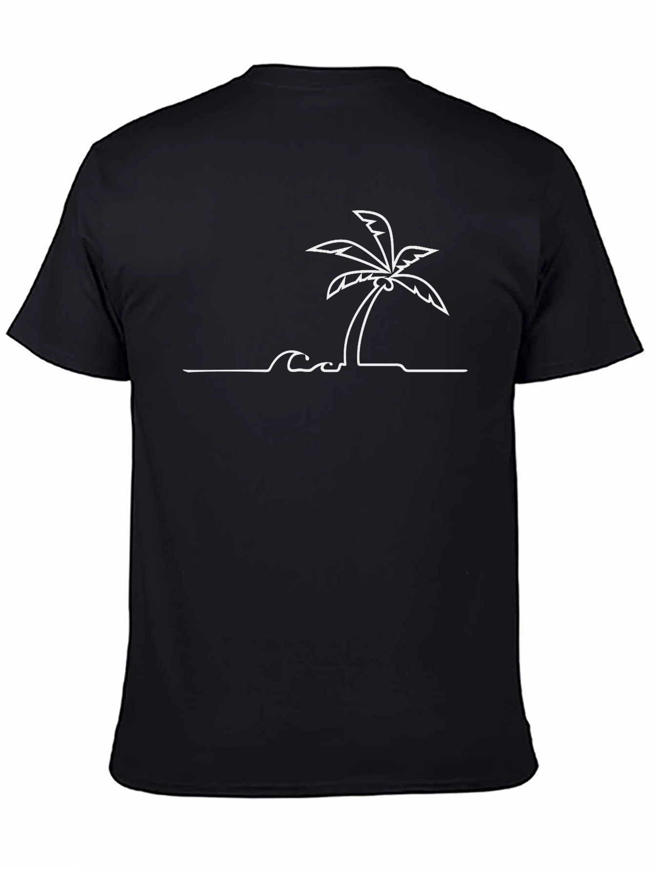 Minimalist Palm Tree Graphic Tee - Black