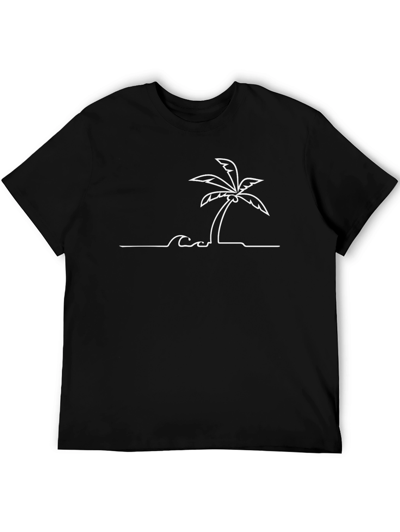 Minimalist Palm Tree Graphic Tee - Black