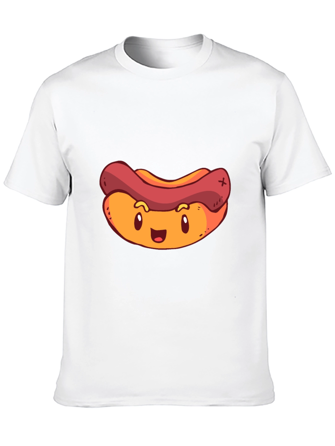 Cartoon Hotdog Graphic T-Shirt - Black
