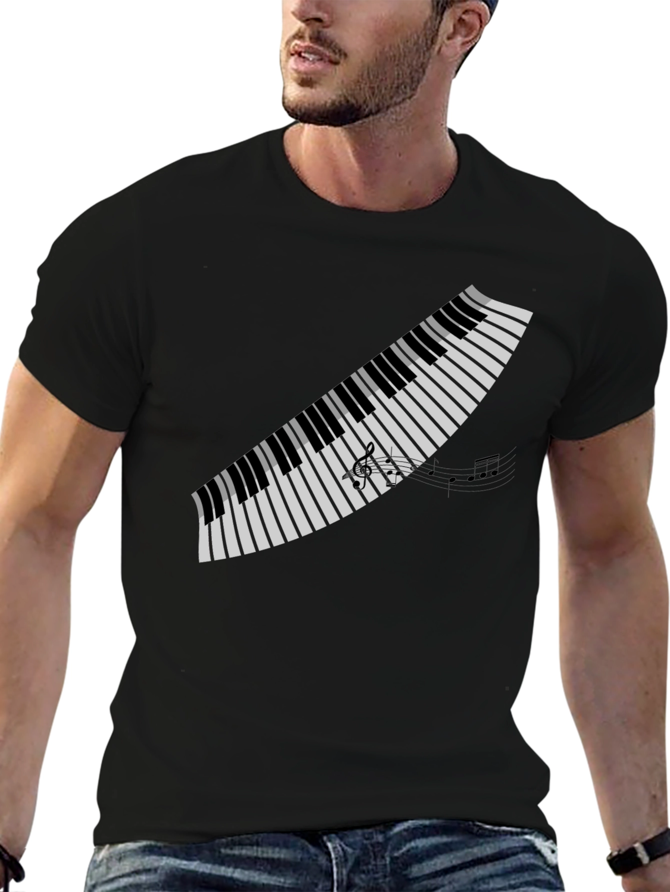 Piano Keys Graphic Tee - Musicians Black T-Shirt