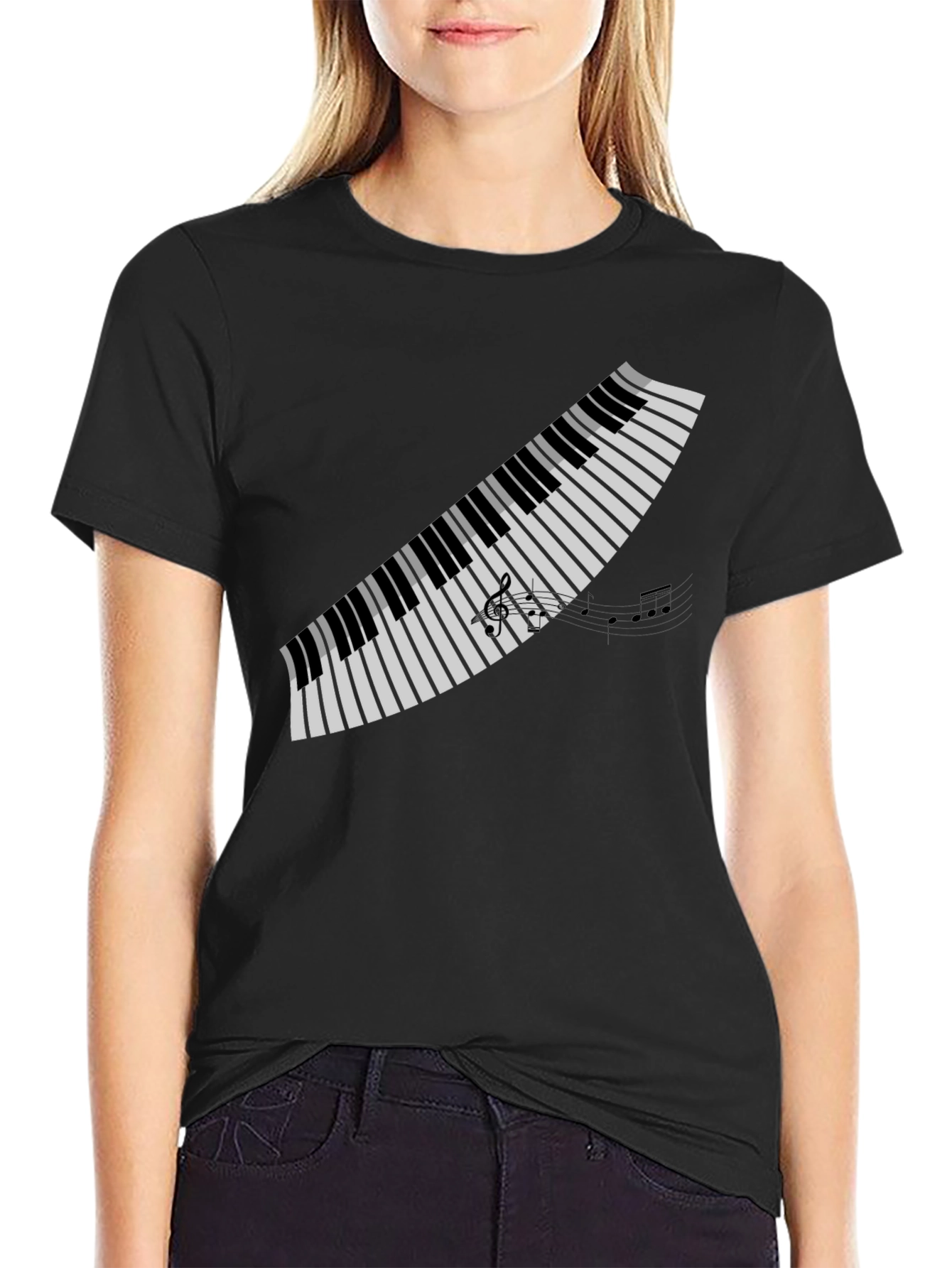 Piano Keys Graphic Tee - Musicians Black T-Shirt