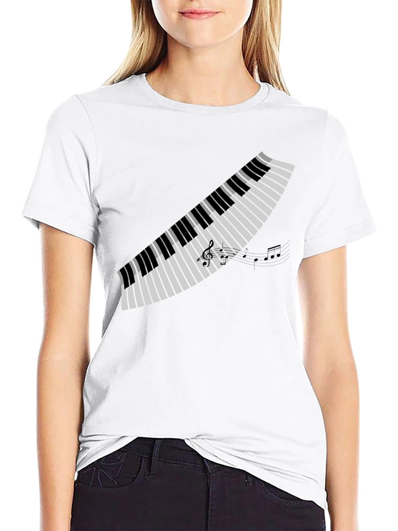 Piano Keys Graphic Tee - Musicians Black T-Shirt