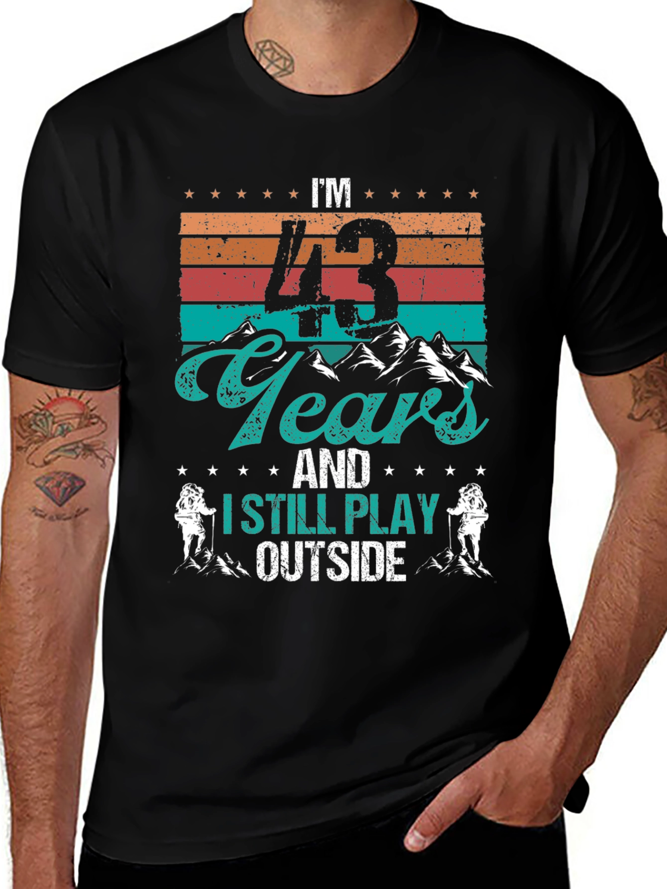 43 Years & Still Play Outside Black T-Shirt