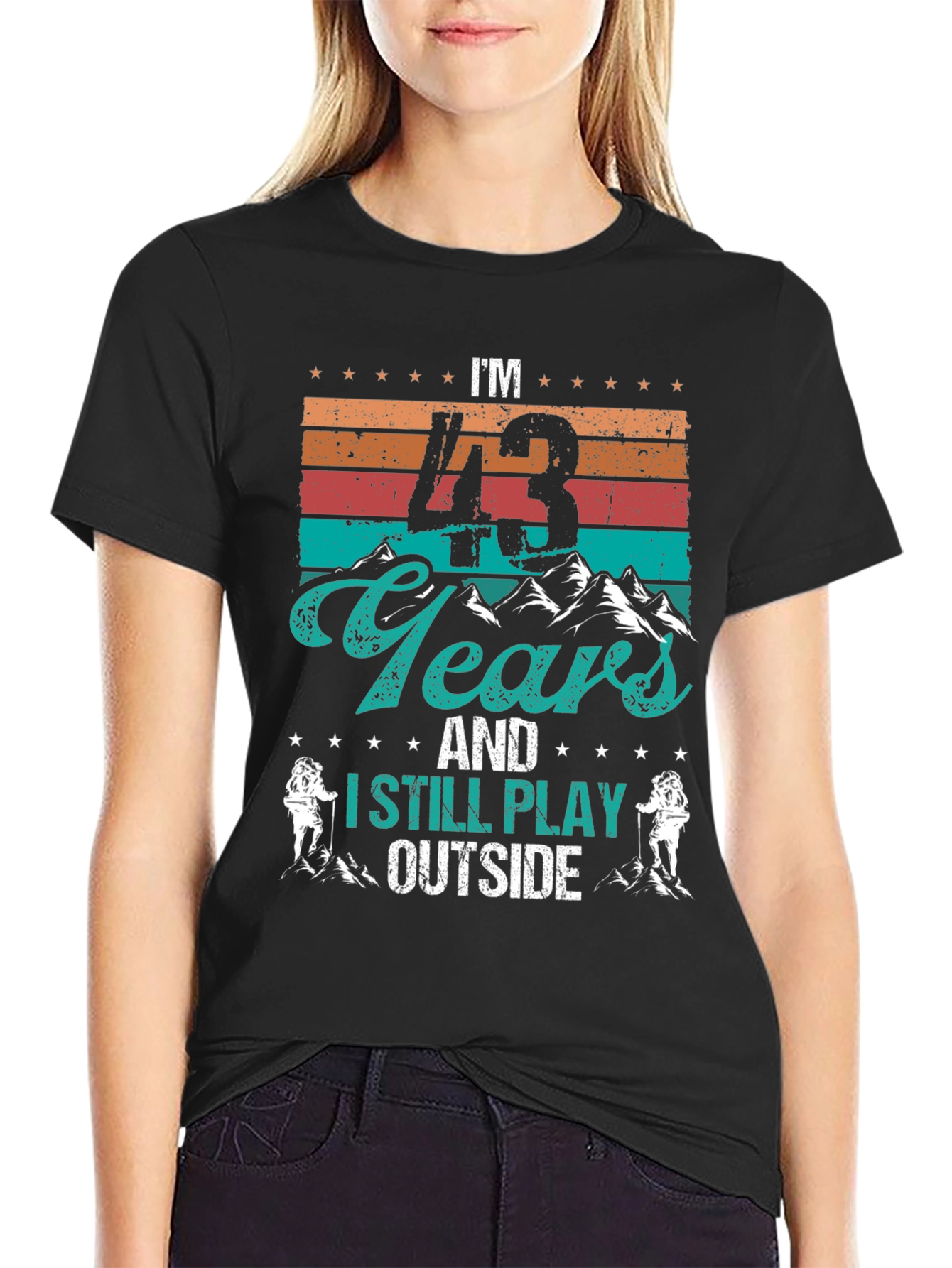 43 Years & Still Play Outside Black T-Shirt