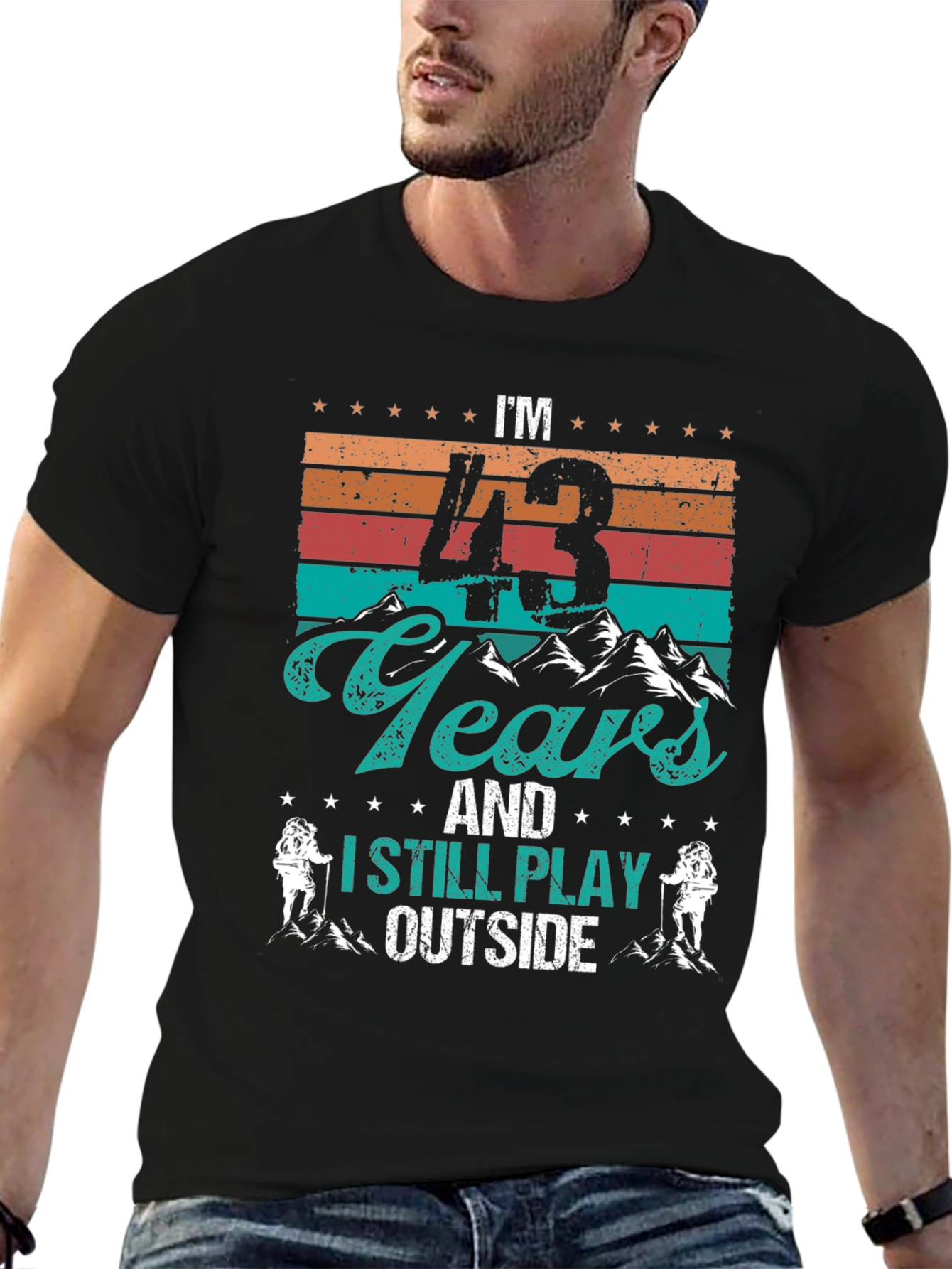 43 Years & Still Play Outside Black T-Shirt