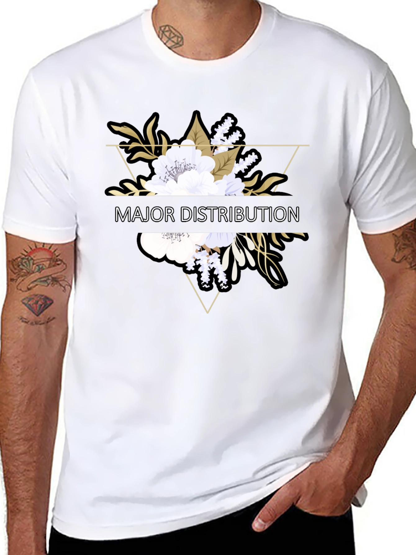 Major Distribution Floral Graphic Tee - Black