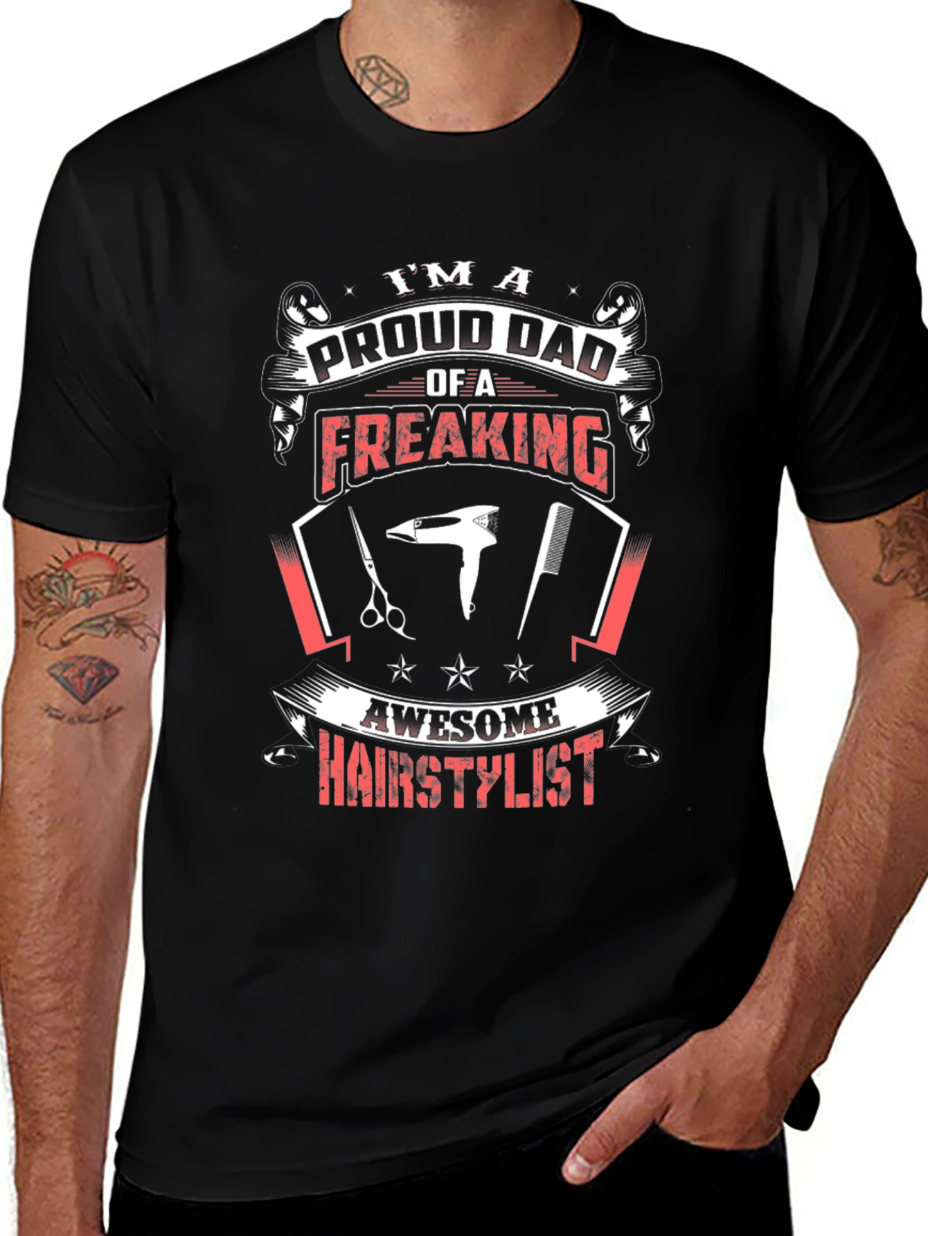 Proud Dad Hair Stylist Graphic Tee