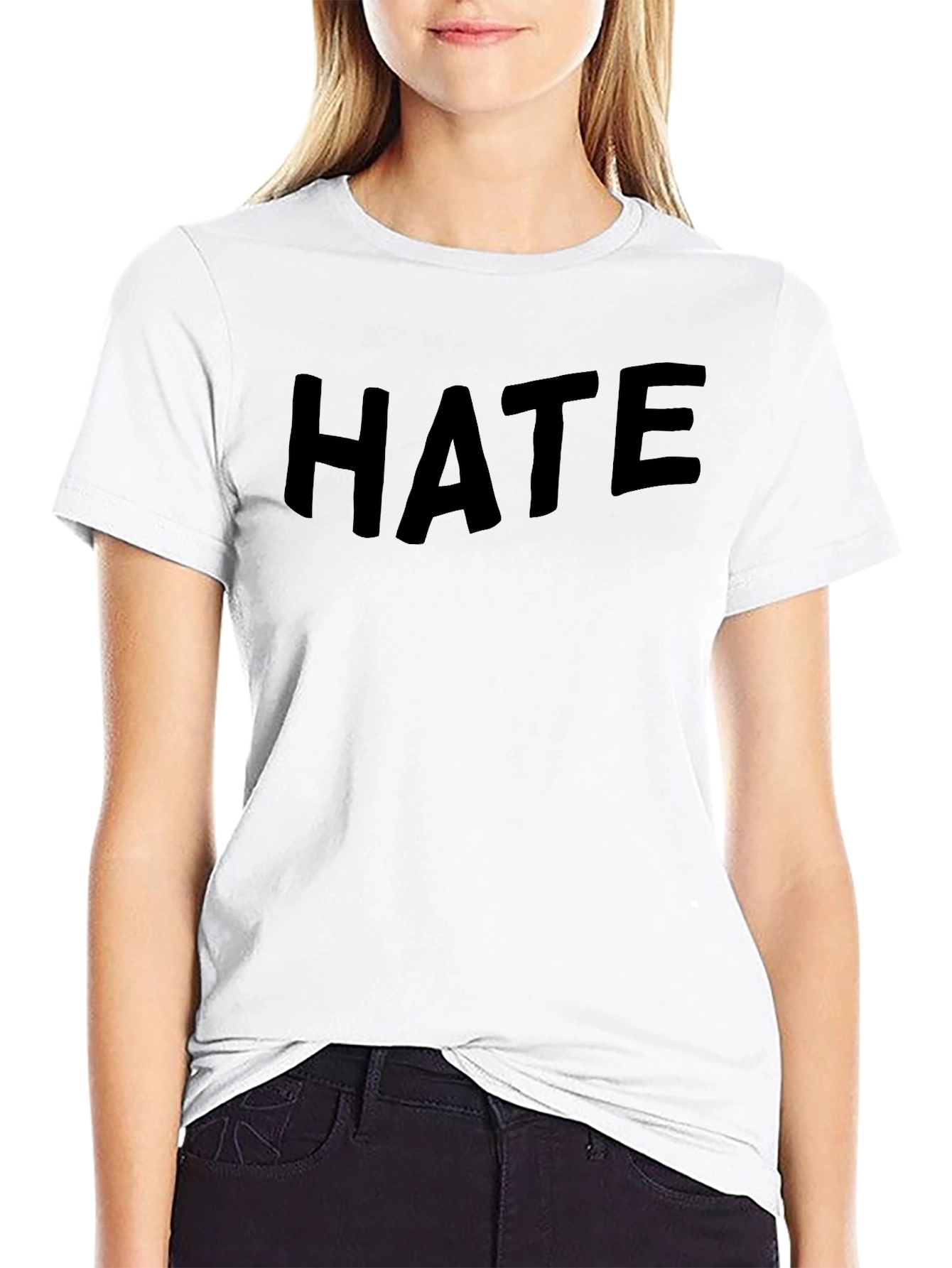 Edgy Black HATE Graphic Tee - Bold Statement