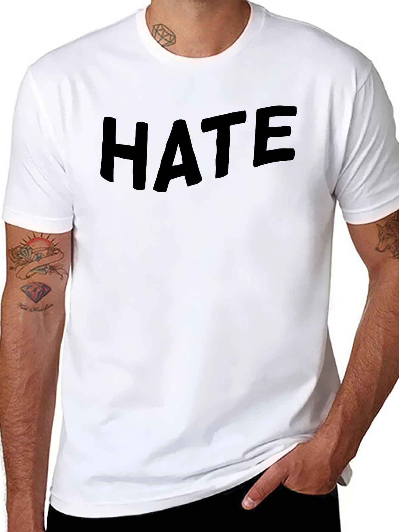 Edgy Black HATE Graphic Tee - Bold Statement