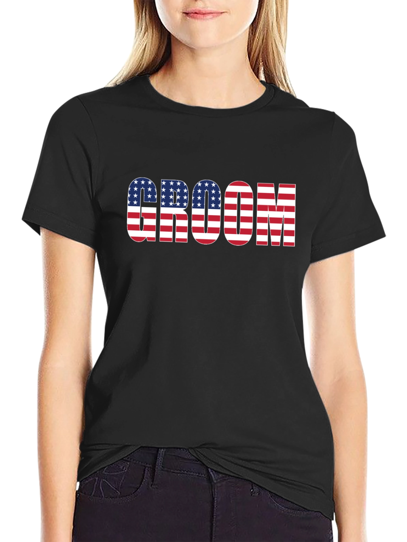 Groom USA Flag T-Shirt - Patriotic Wedding Apparel