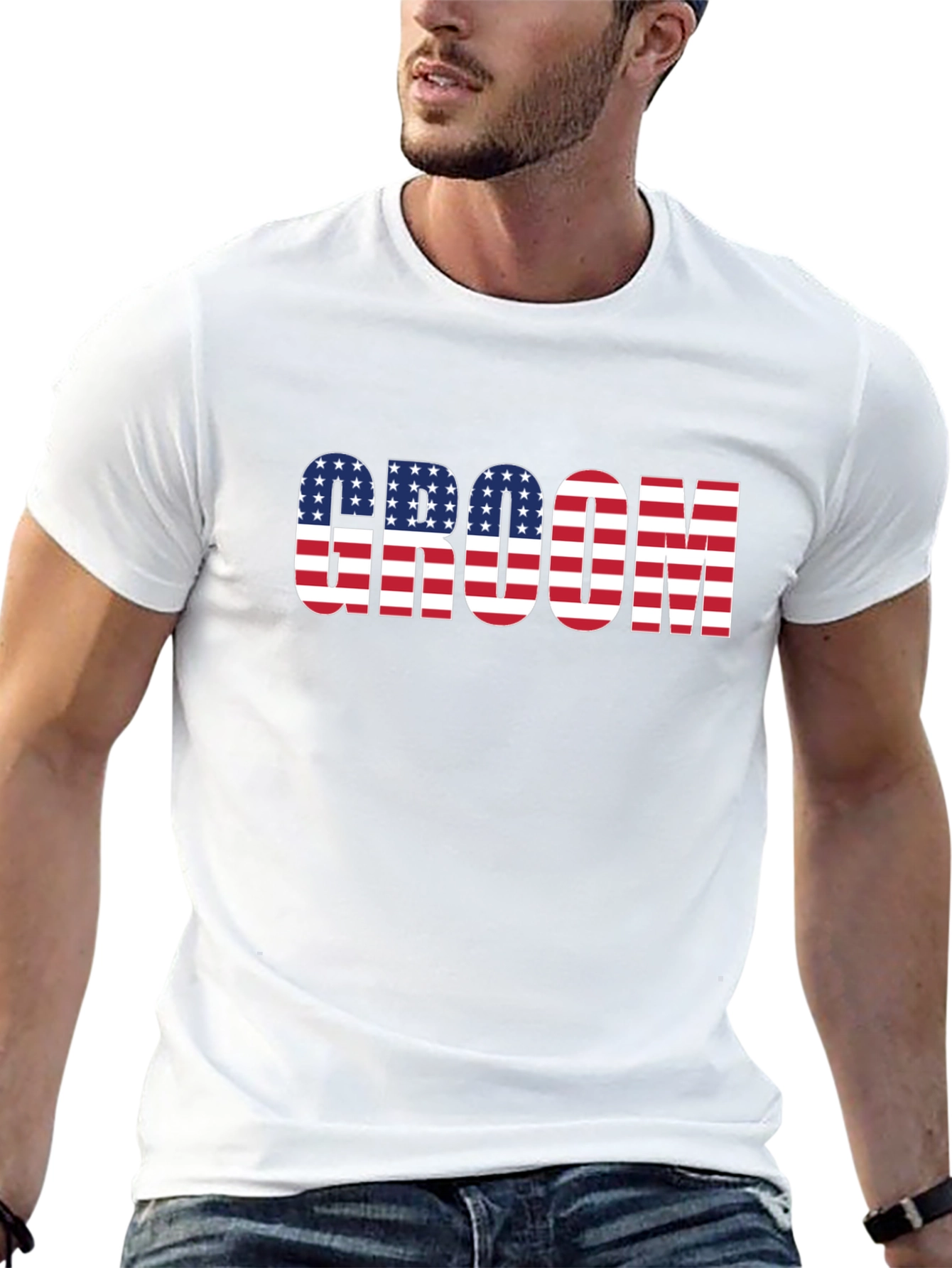 Groom USA Flag T-Shirt - Patriotic Wedding Apparel
