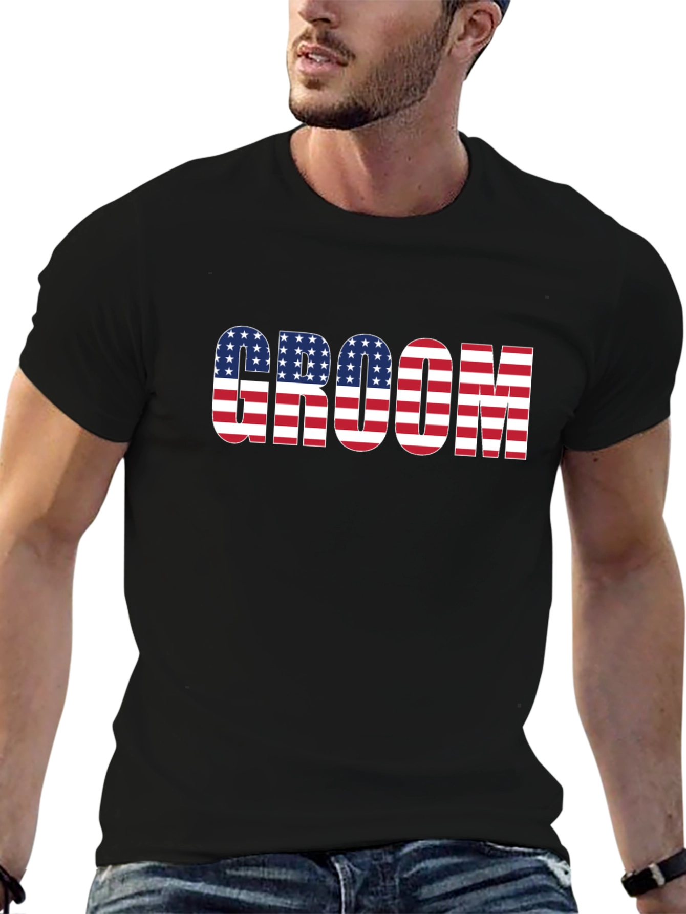 Groom USA Flag T-Shirt - Patriotic Wedding Apparel