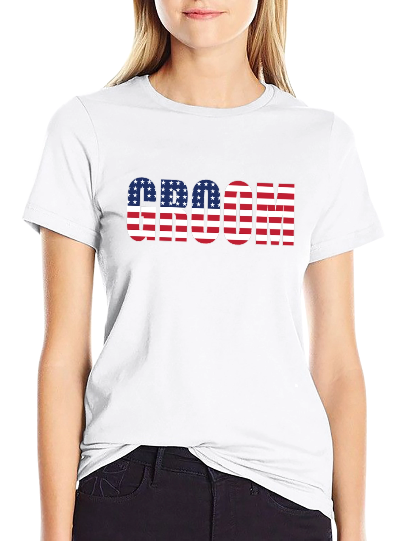 Groom USA Flag T-Shirt - Patriotic Wedding Apparel