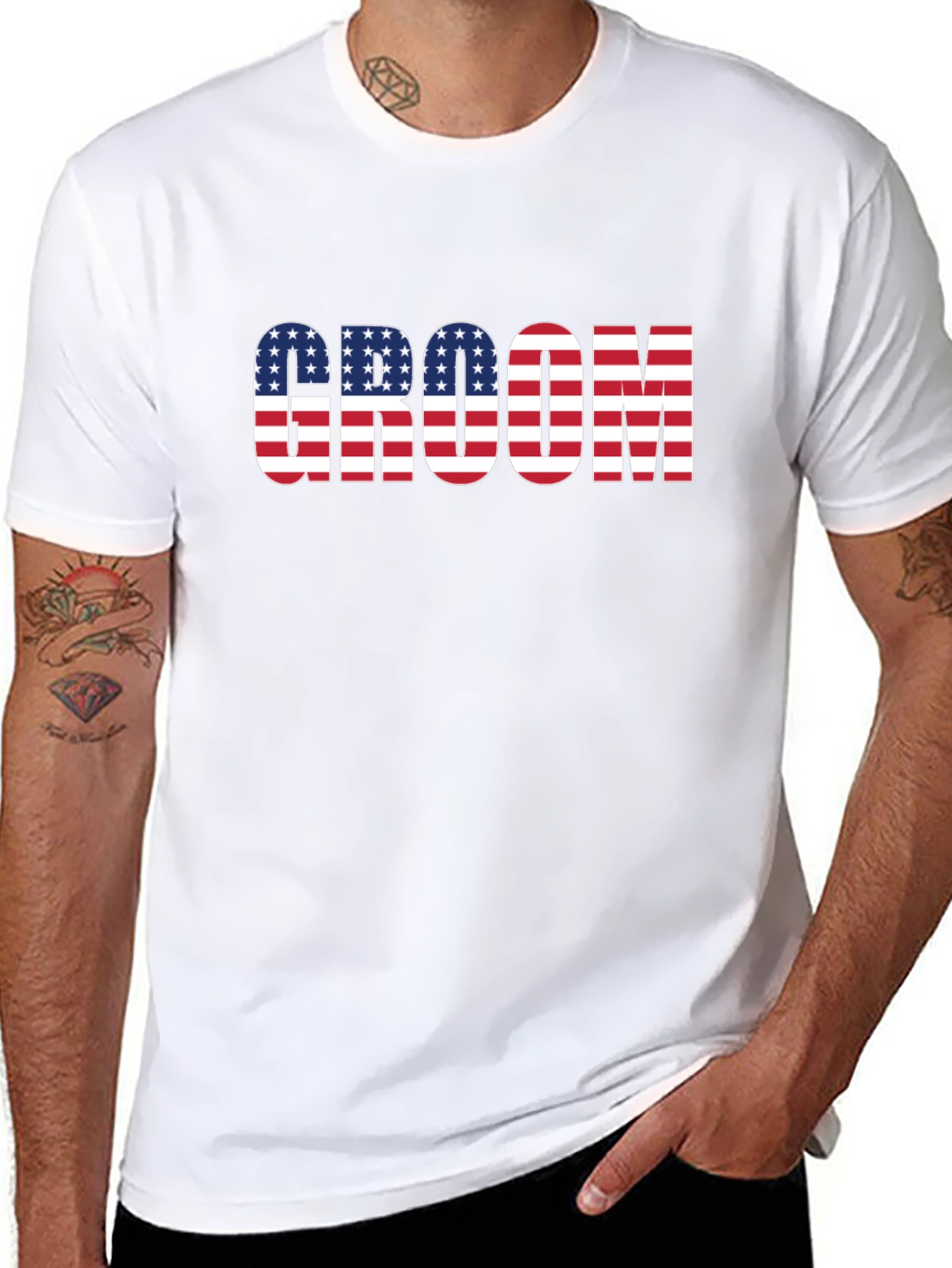 Groom USA Flag T-Shirt - Patriotic Wedding Apparel
