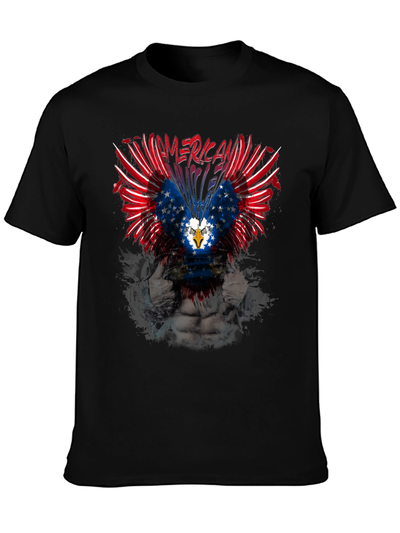 Patriotic American Eagle Graphic Print T-Shirt