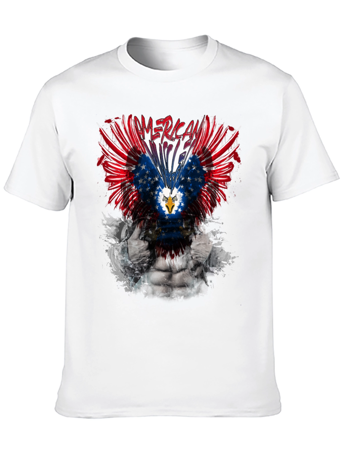 Patriotic American Eagle Graphic Print T-Shirt