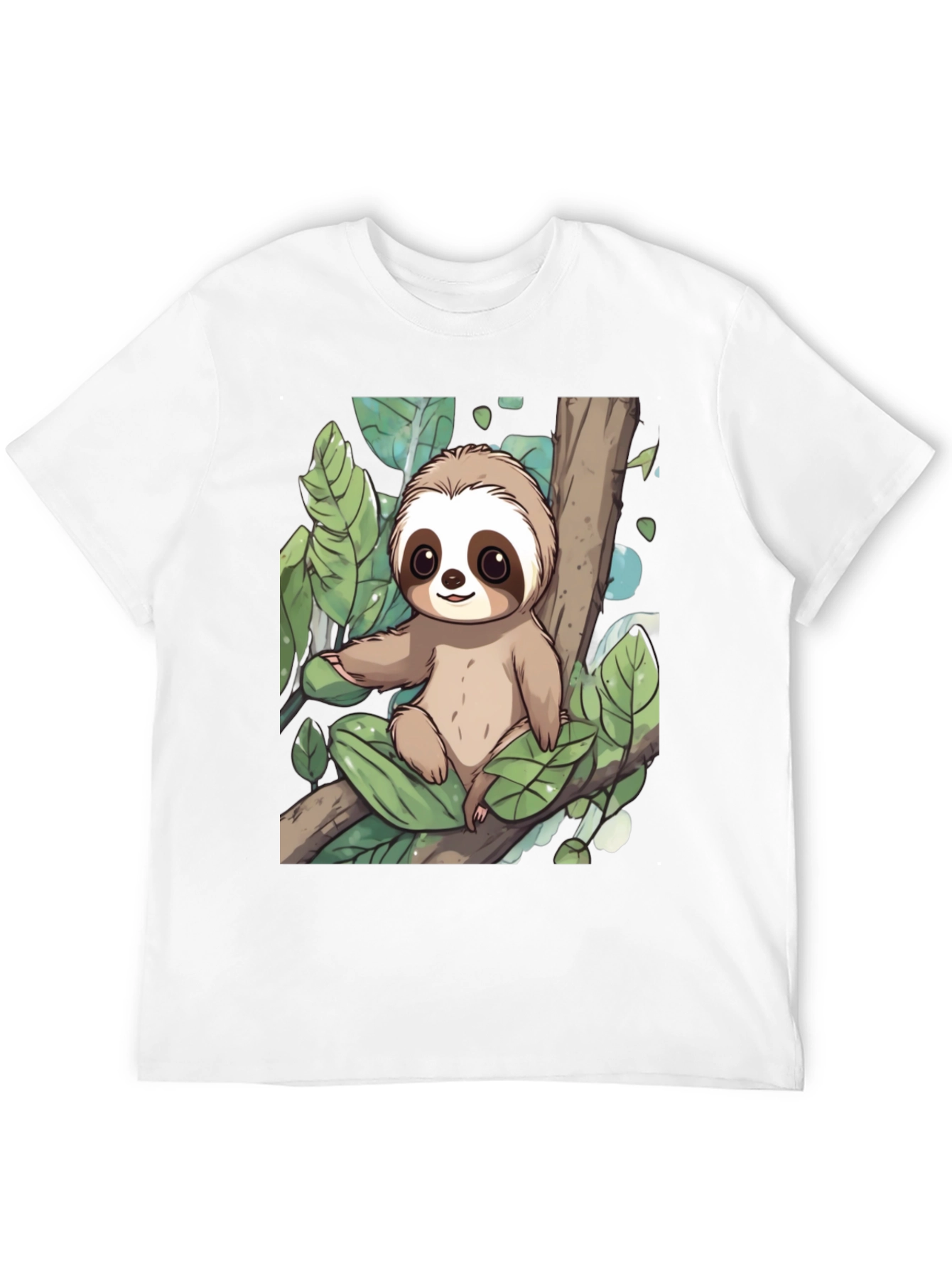 Cute Sloth Graphic Tee - Black Cotton T-Shirt