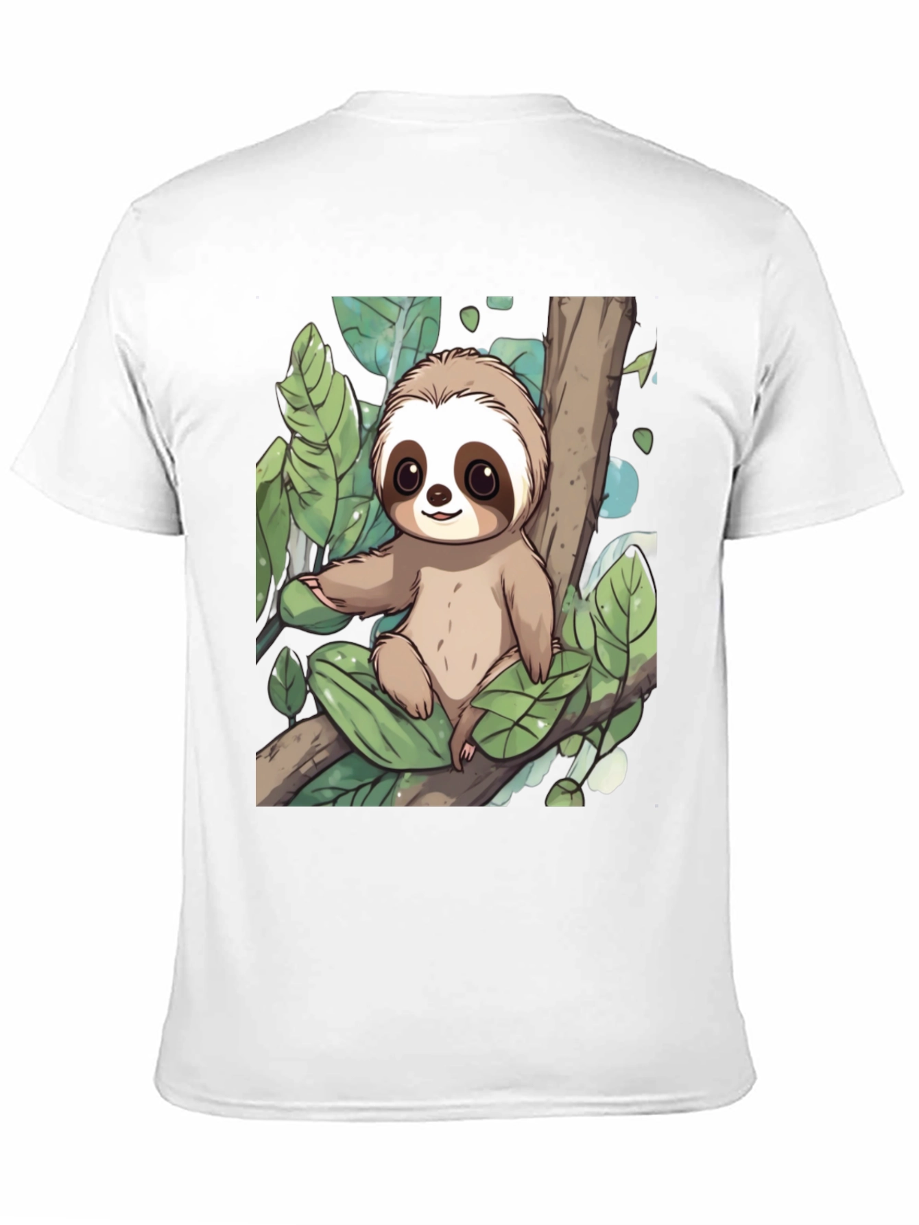 Cute Sloth Graphic Tee - Black Cotton T-Shirt