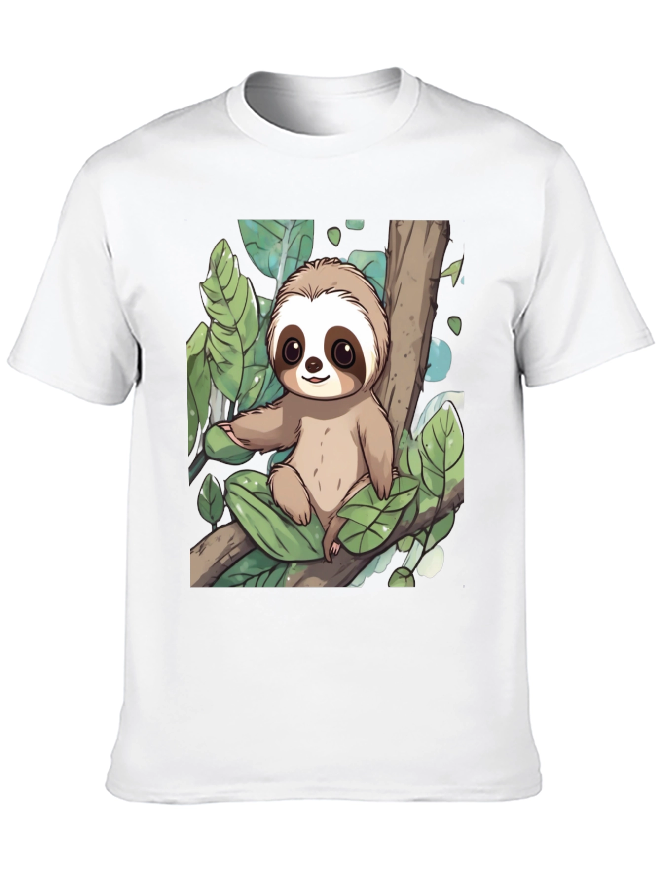 Cute Sloth Graphic Tee - Black Cotton T-Shirt