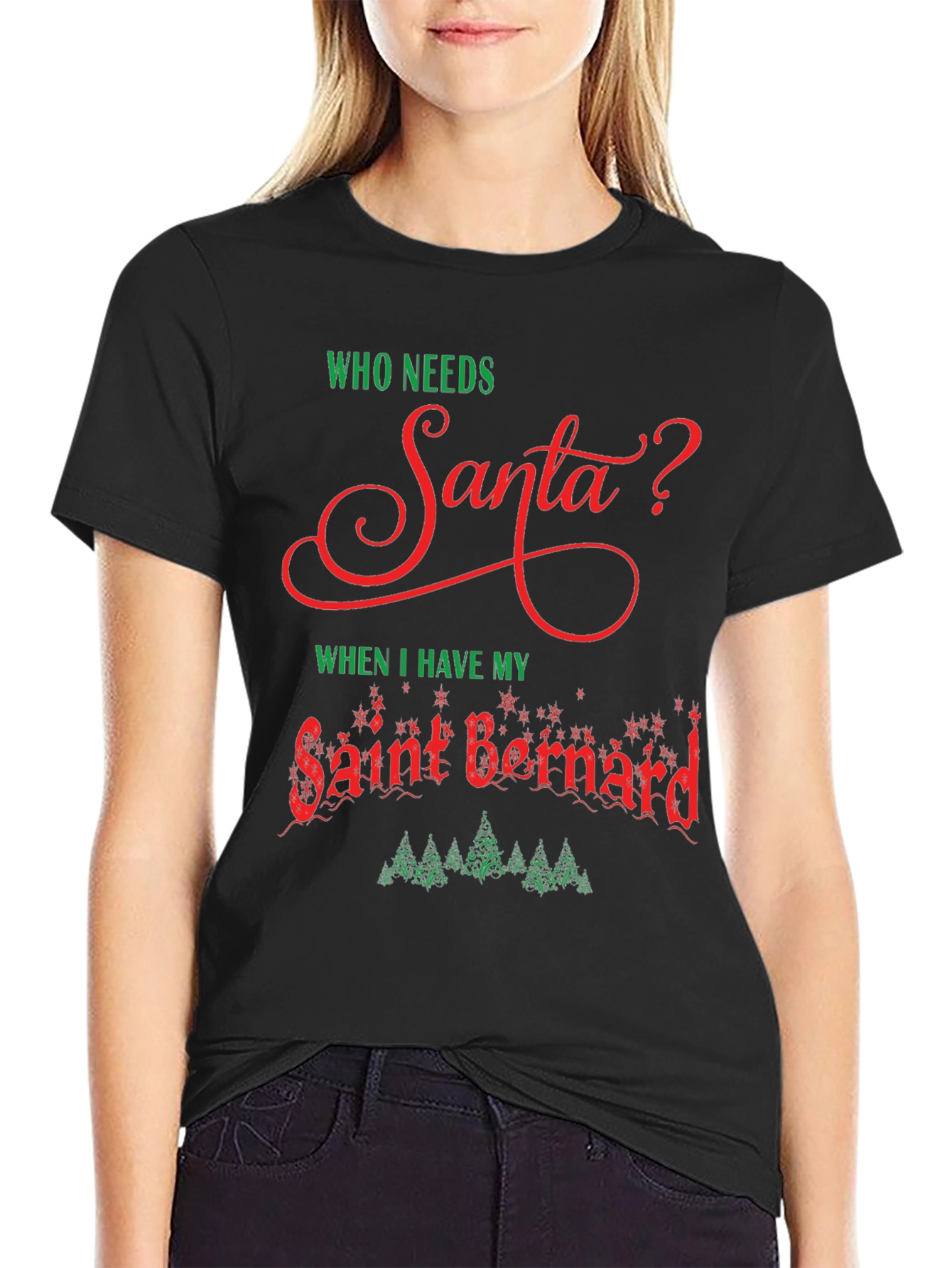 Who Needs Santa T-Shirt Saint Bernard Dog Christmas Tee