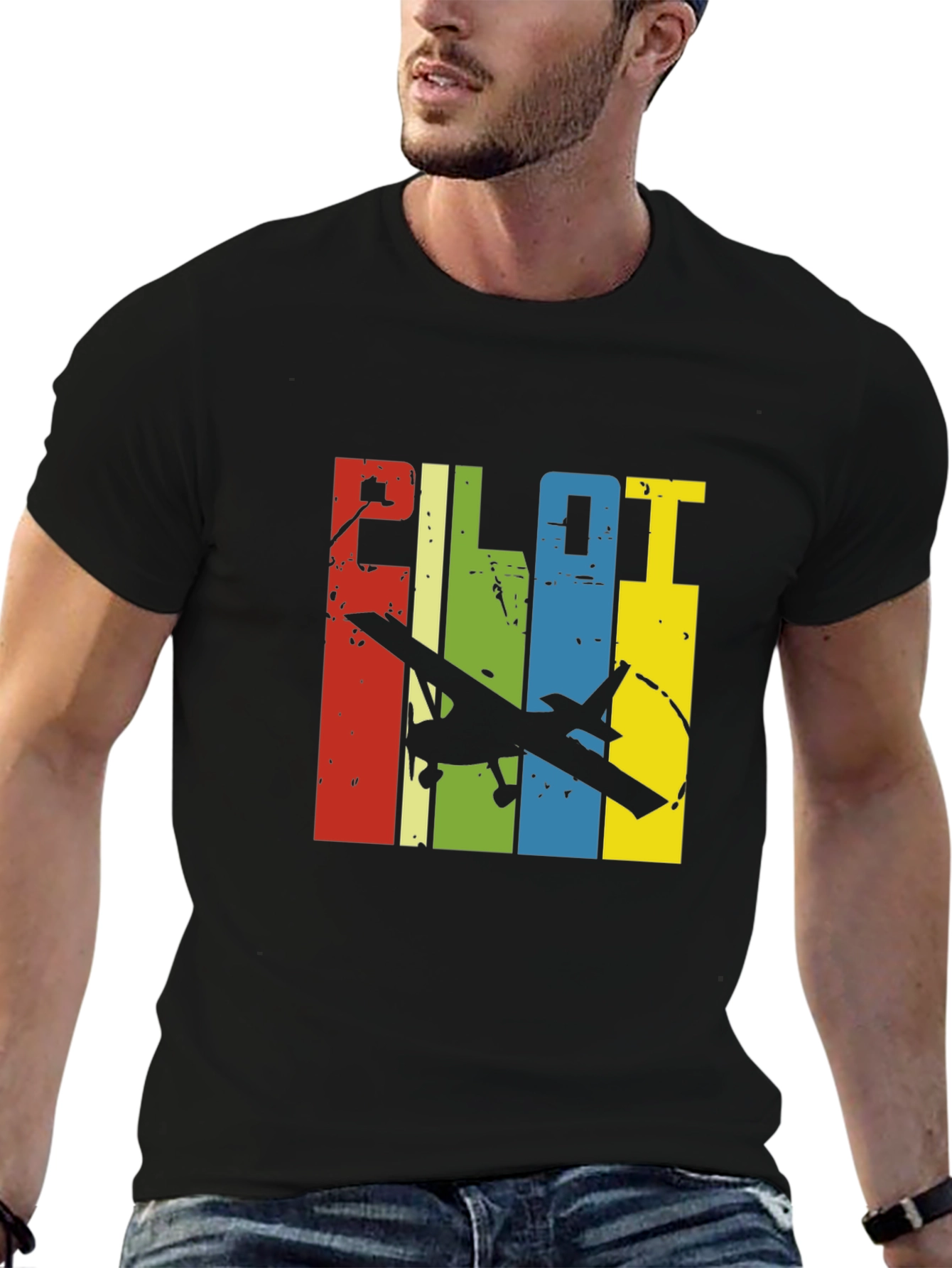 Pilot Airplane Graphic Tee - Retro Design