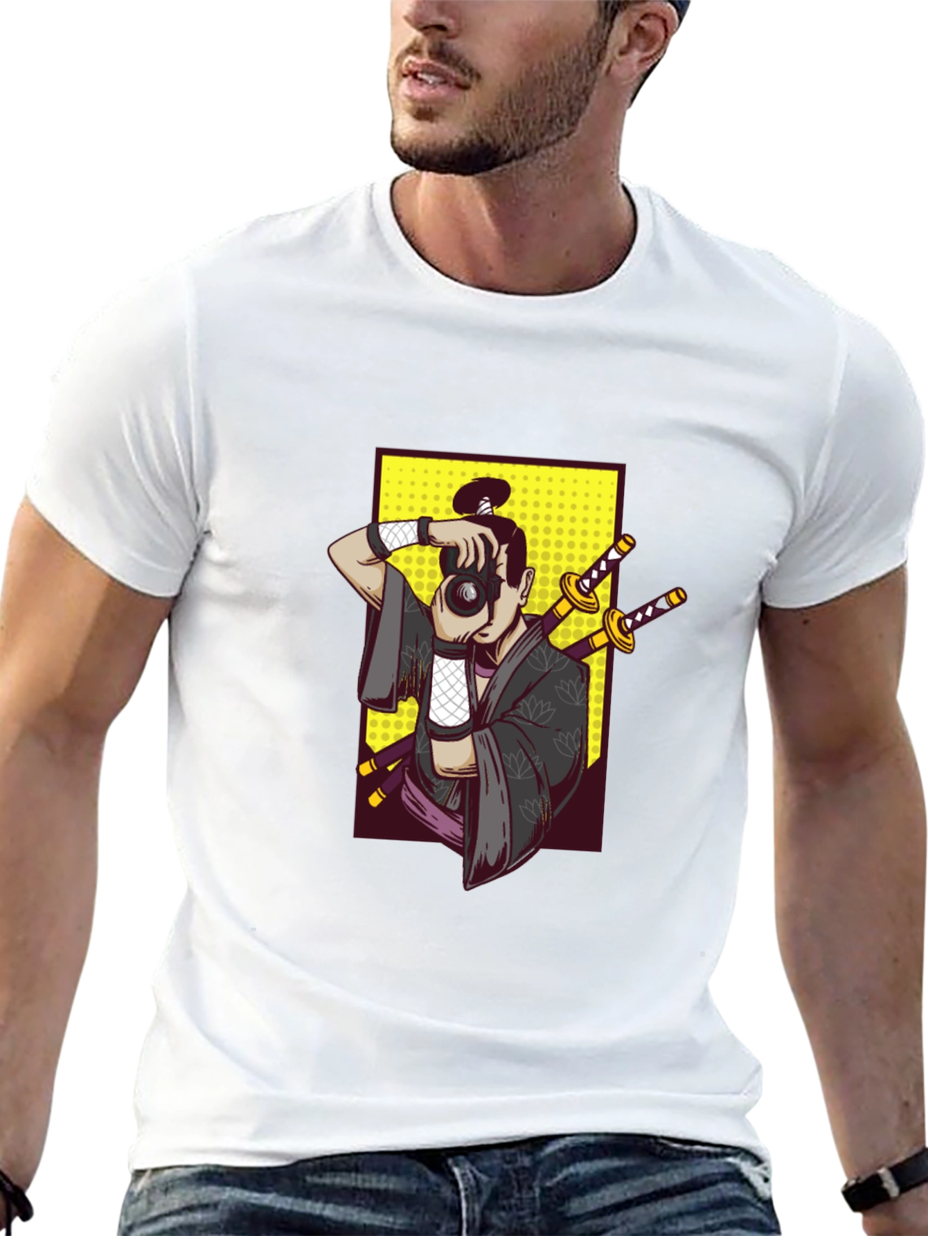 Samurai Photographer Graphic Tee - Unique Design