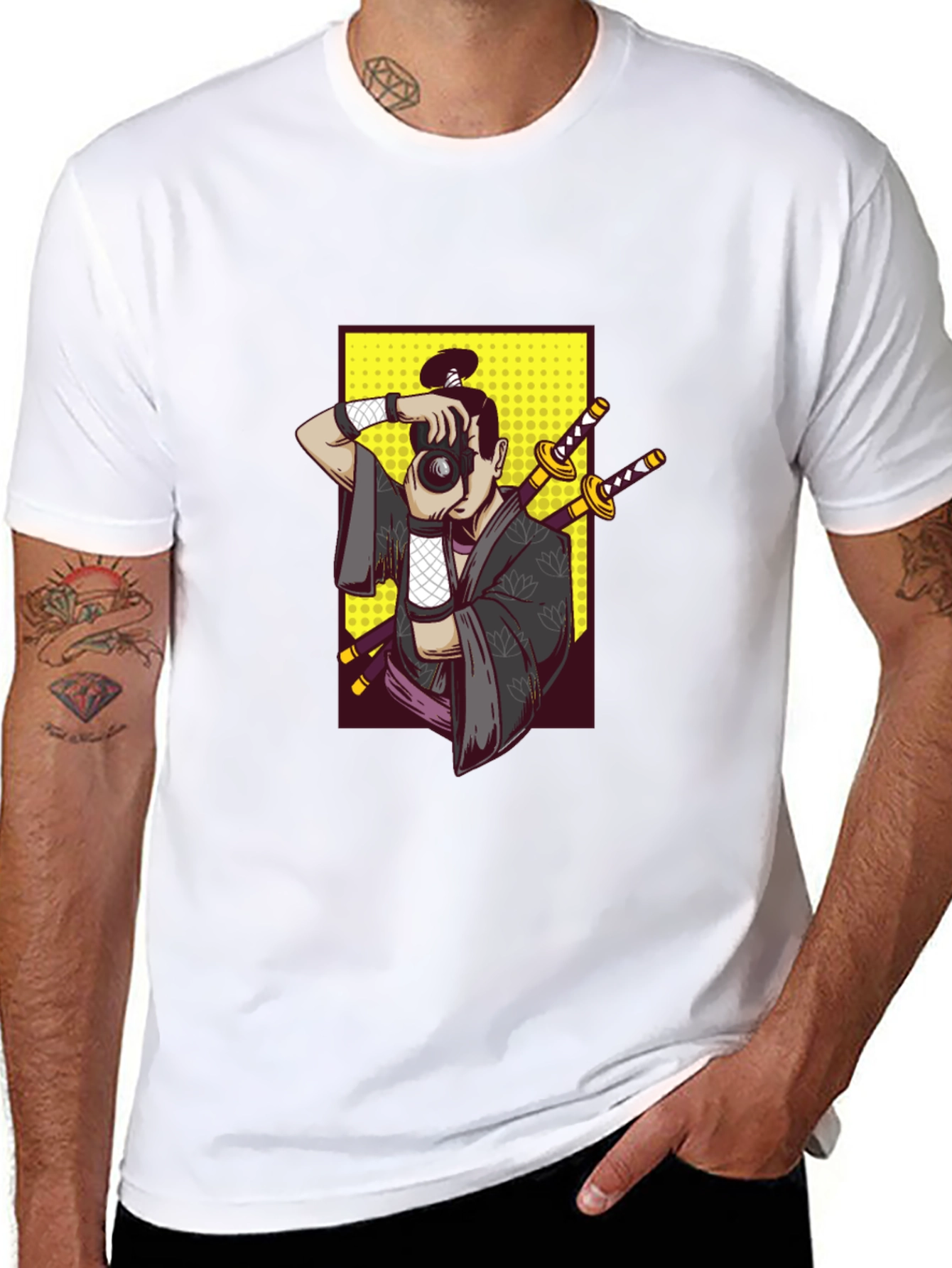 Samurai Photographer Graphic Tee - Unique Design