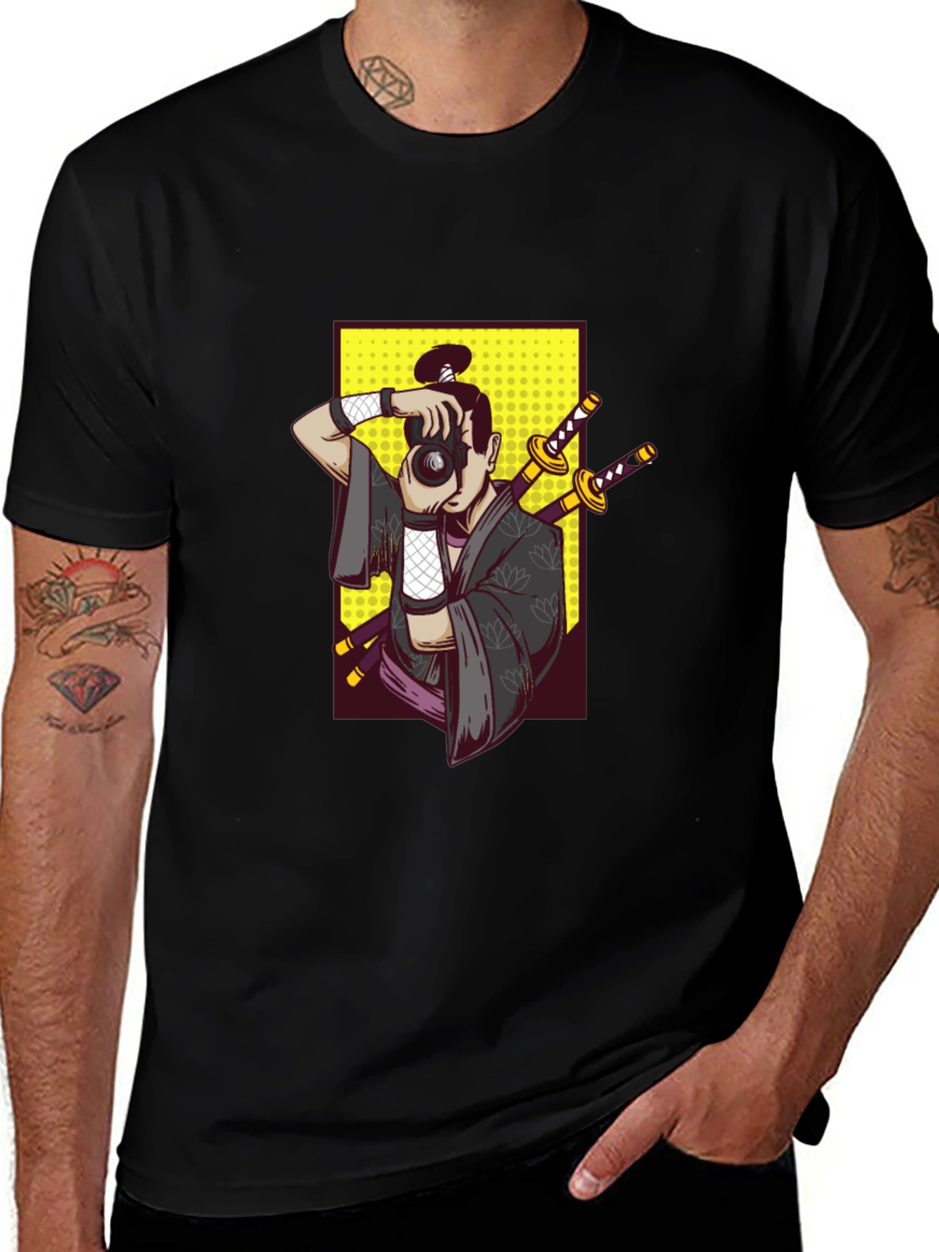 Samurai Photographer Graphic Tee - Unique Design
