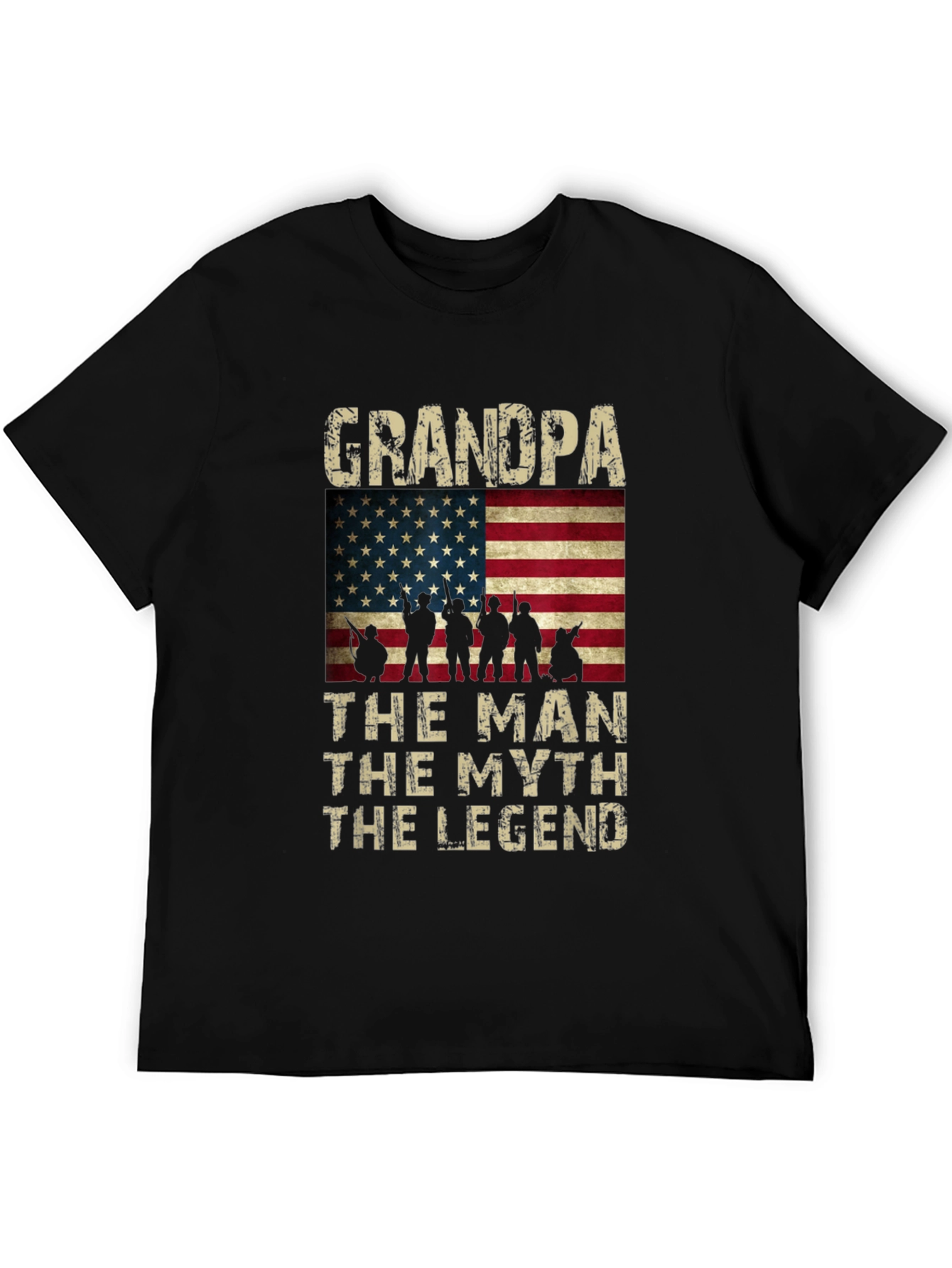 Grandpa The Man Myth Legend American Flag Graphic Tee