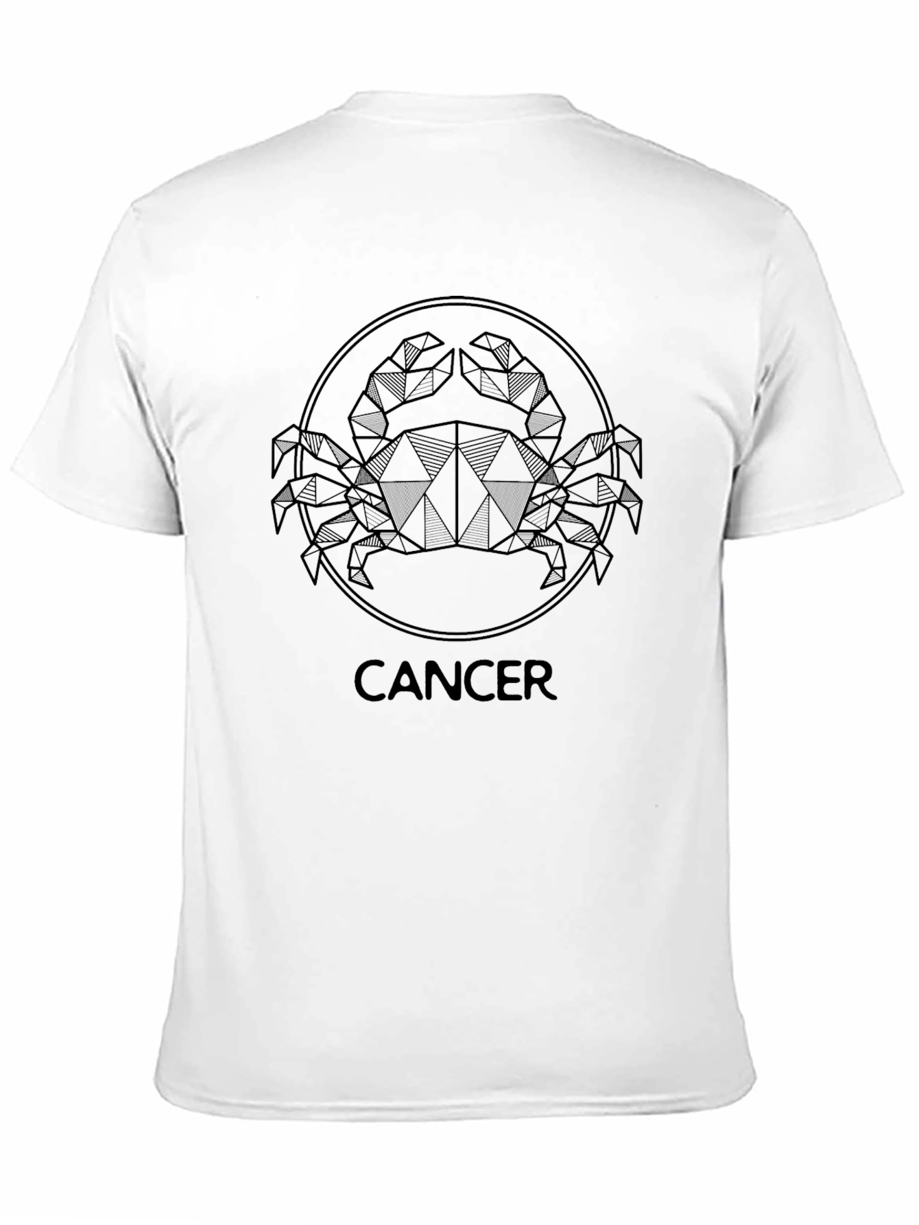 Geometric Cancer Zodiac T-Shirt - Black