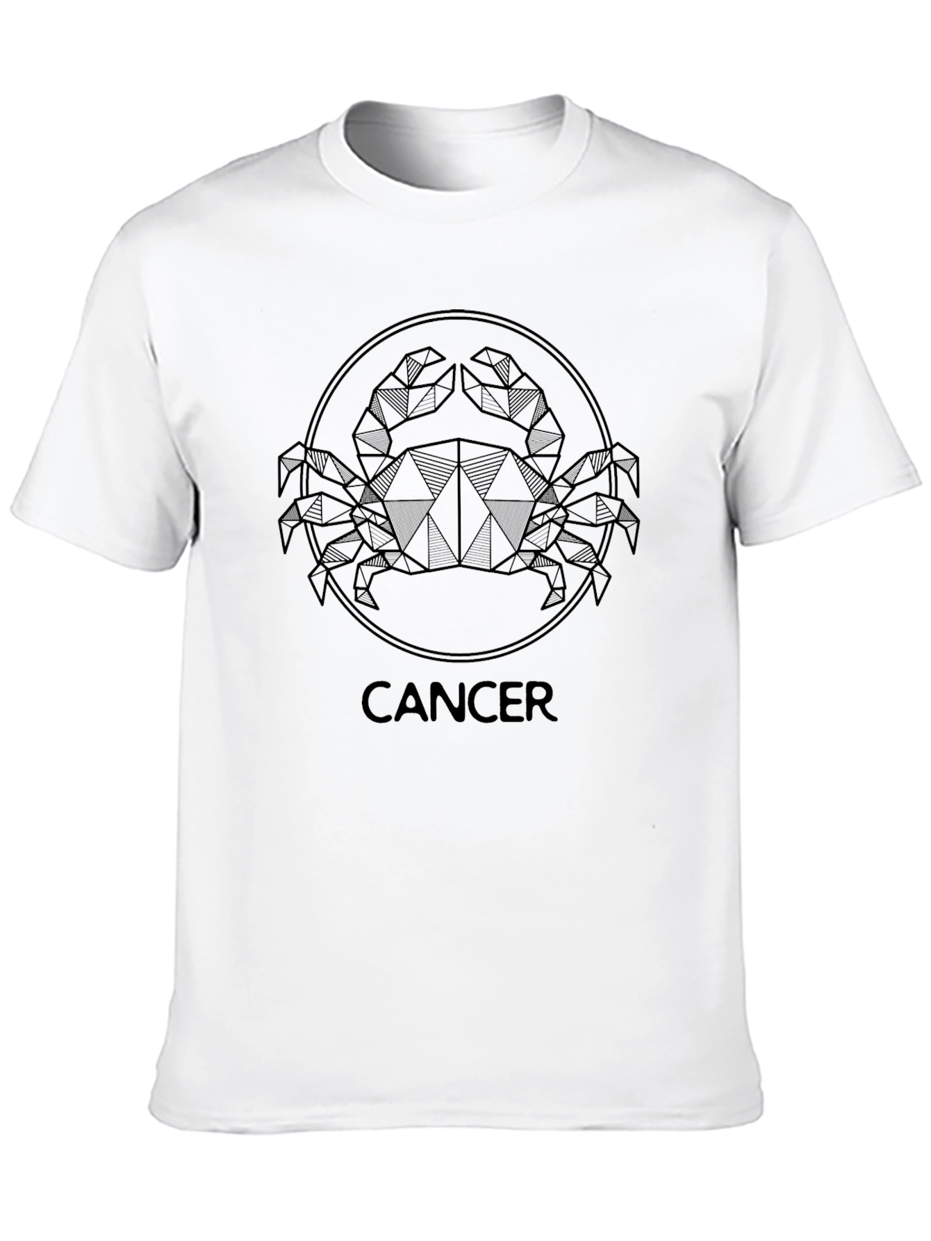 Geometric Cancer Zodiac T-Shirt - Black