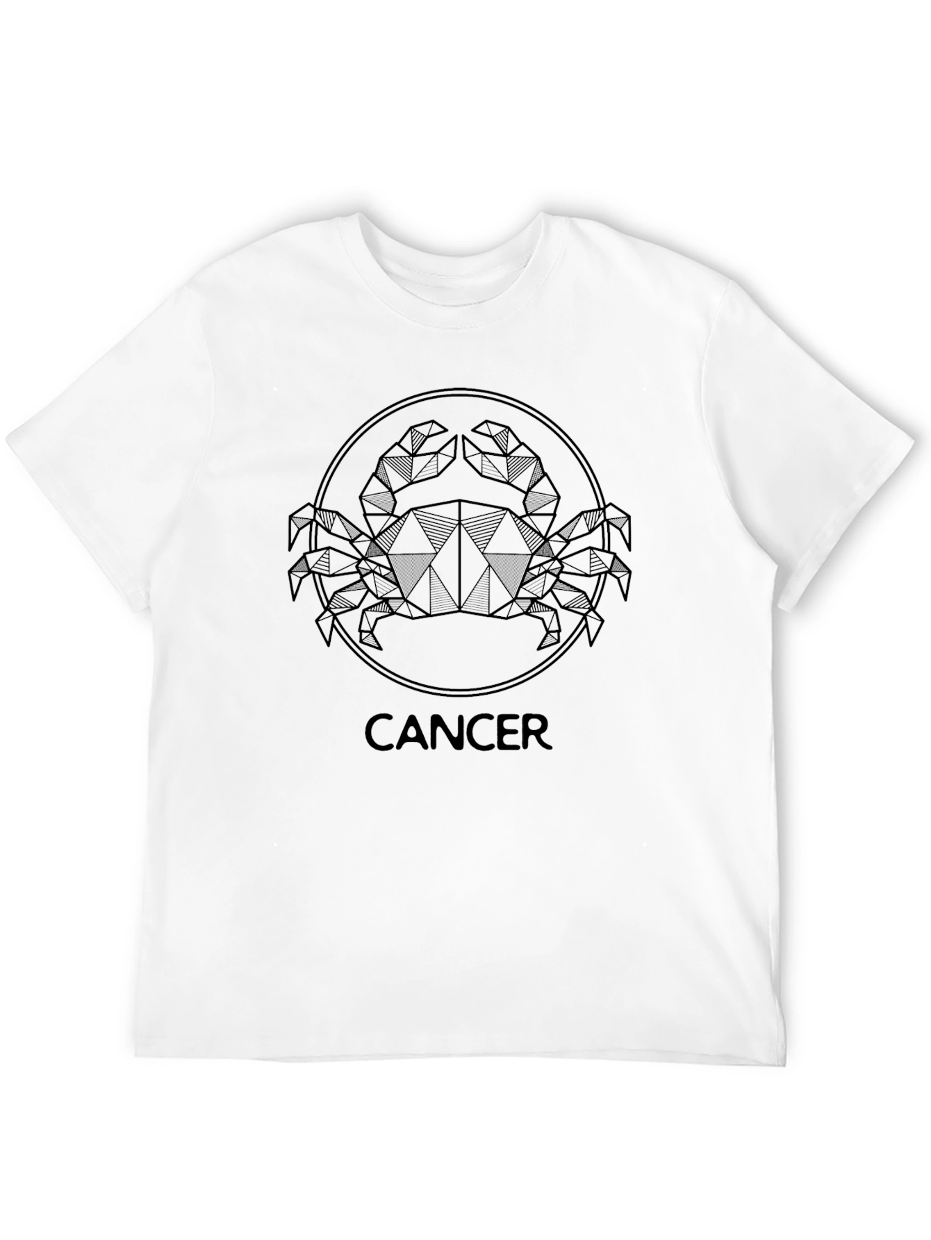 Geometric Cancer Zodiac T-Shirt - Black