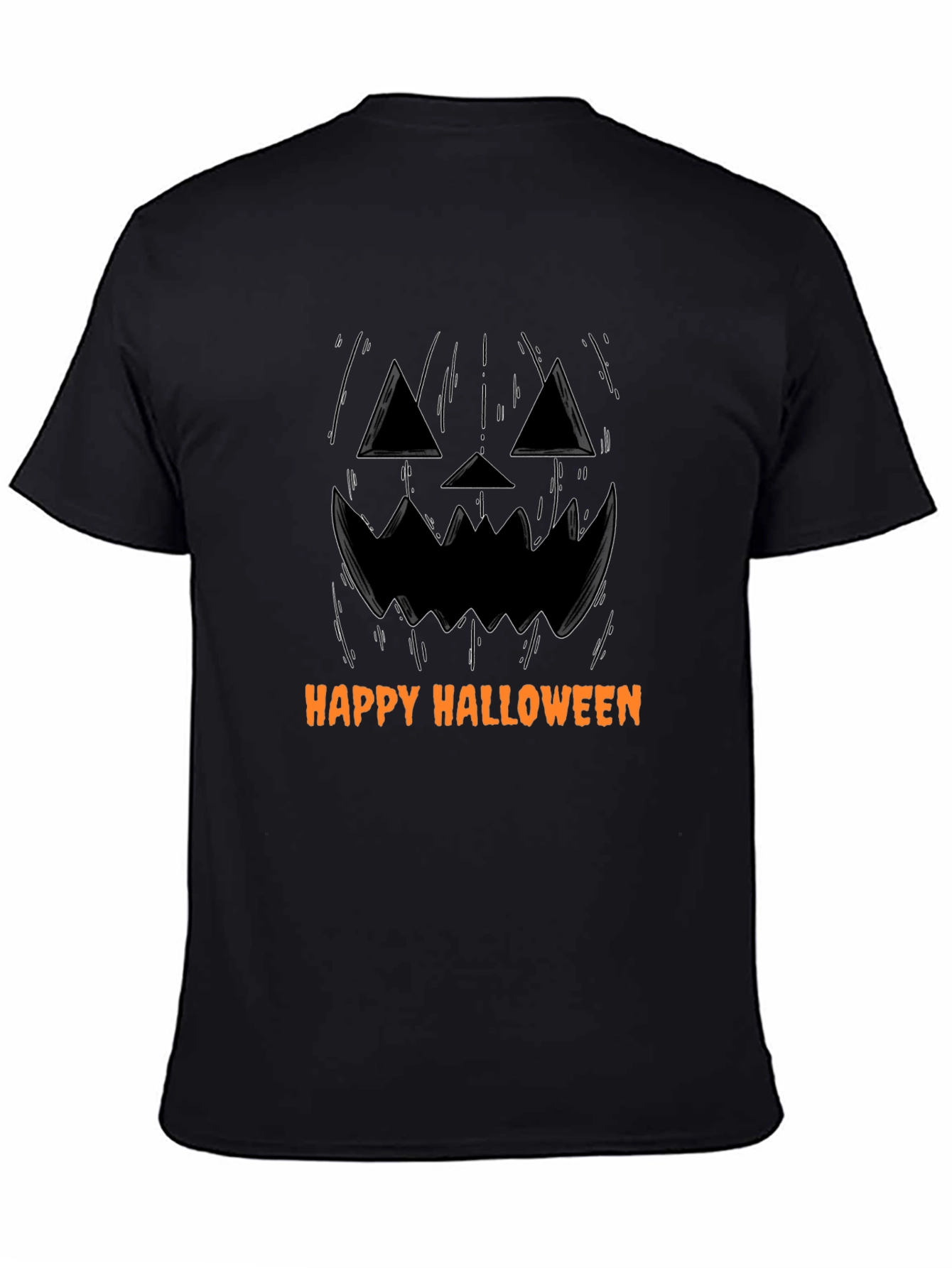 Happy Halloween Pumpkin Face Black T-Shirt