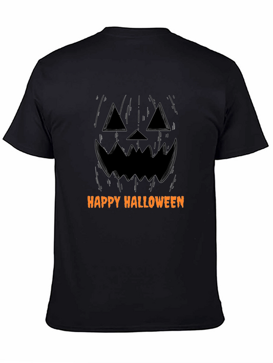 Happy Halloween Pumpkin Face Black T-Shirt
