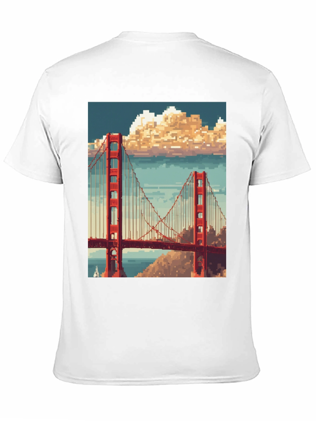 Golden Gate Pixel Art Black T-Shirt