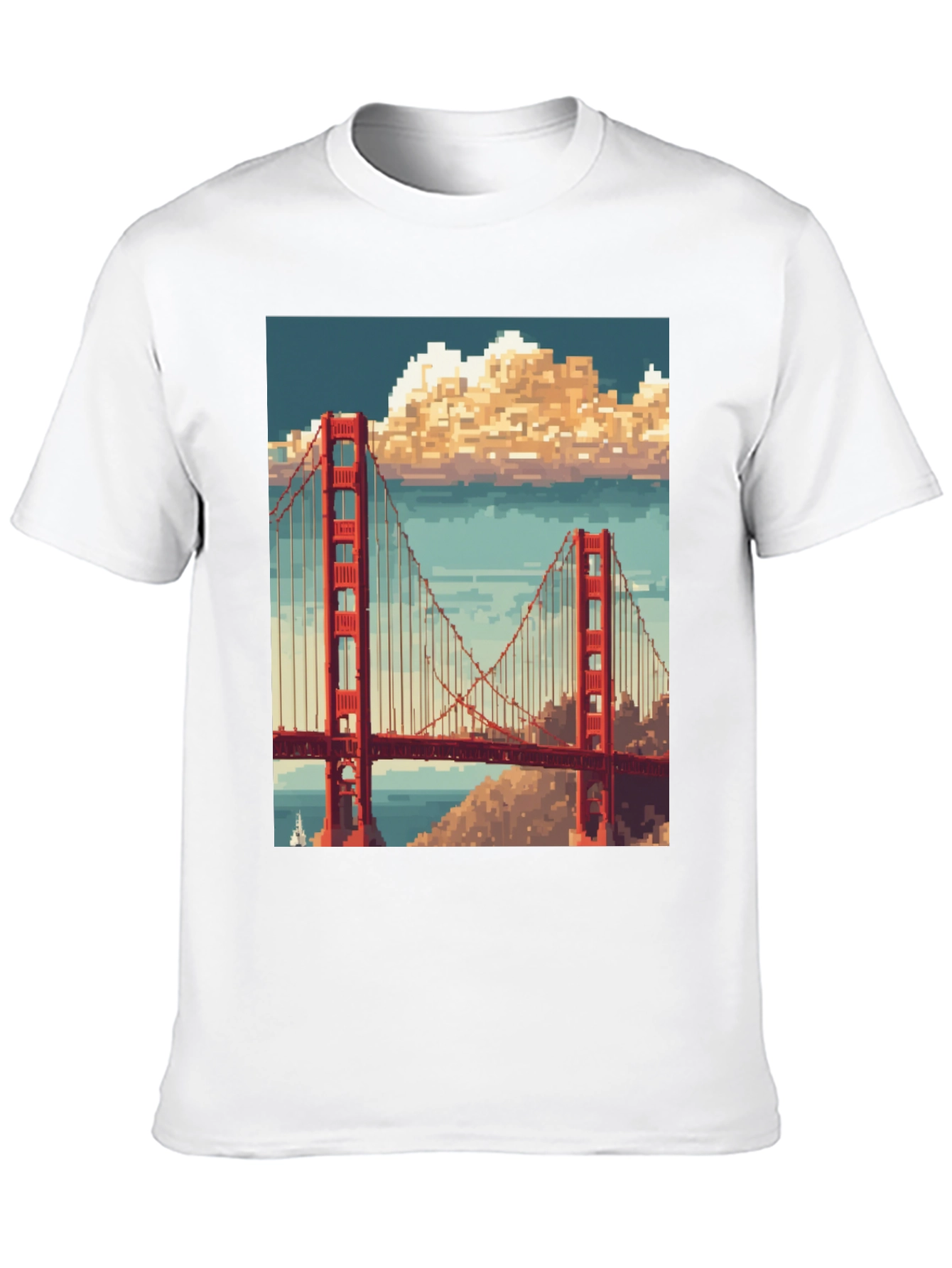 Golden Gate Pixel Art Black T-Shirt
