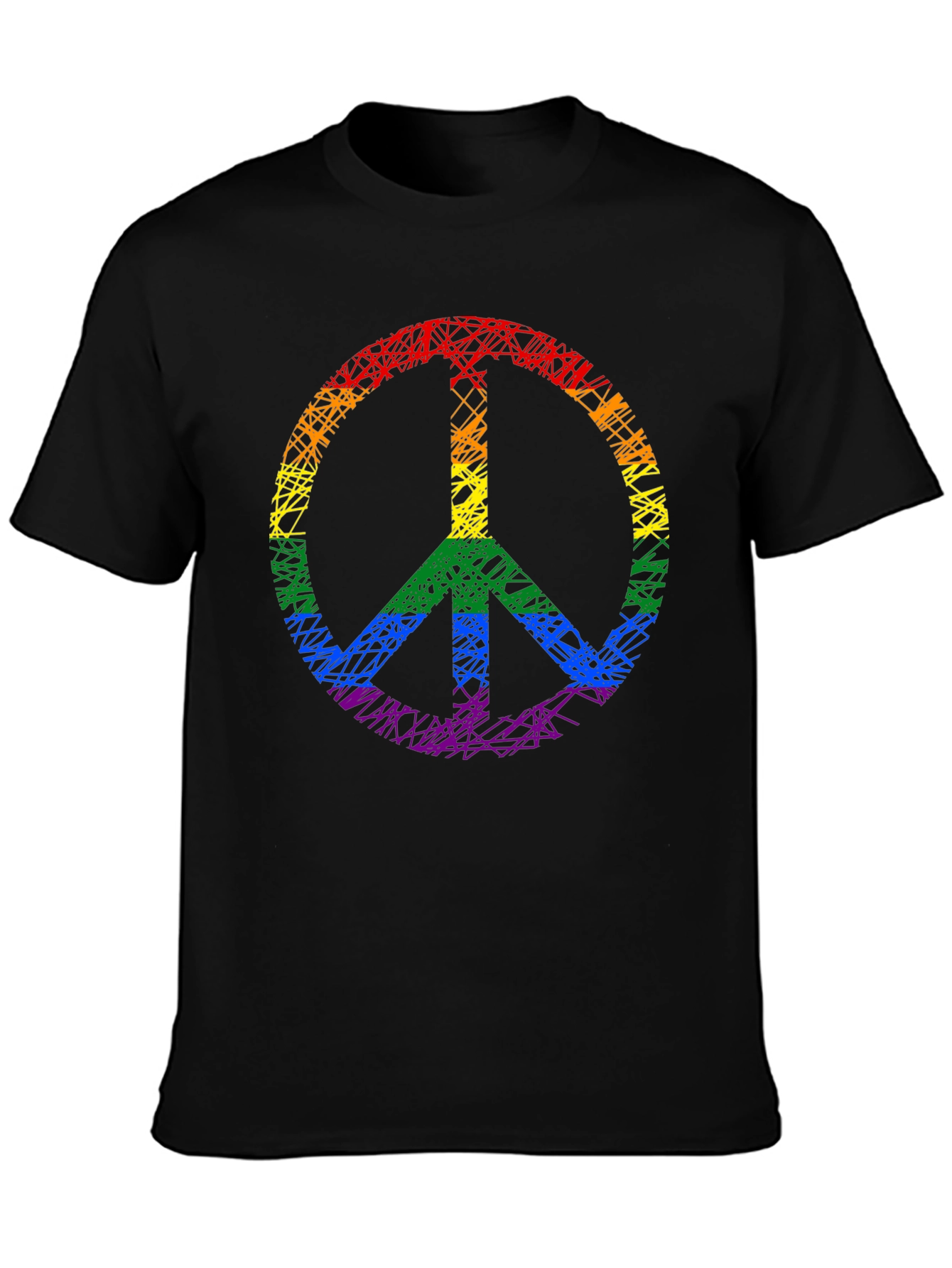 Rainbow Peace Sign Black T-Shirt