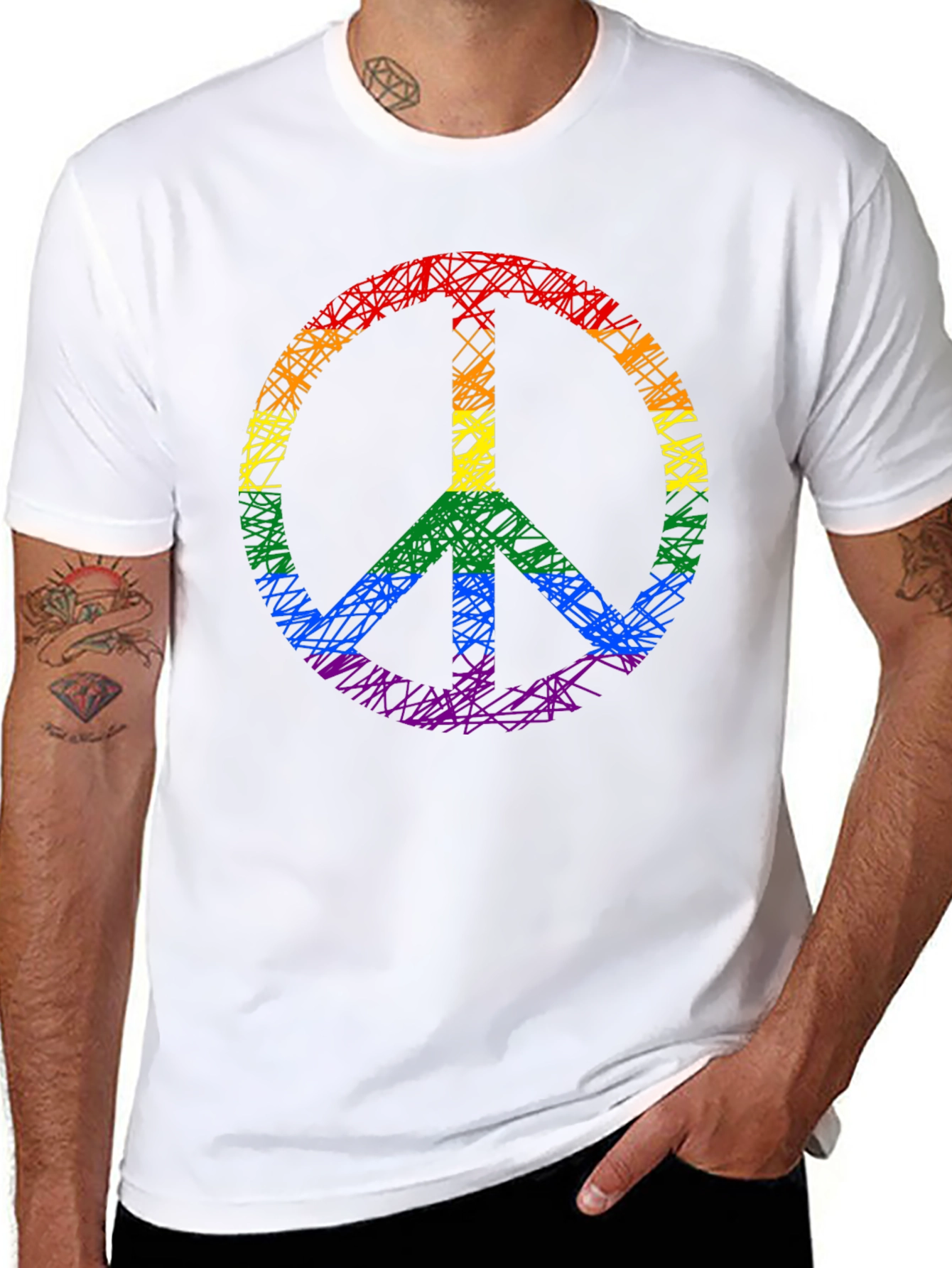 Rainbow Peace Sign Black T-Shirt
