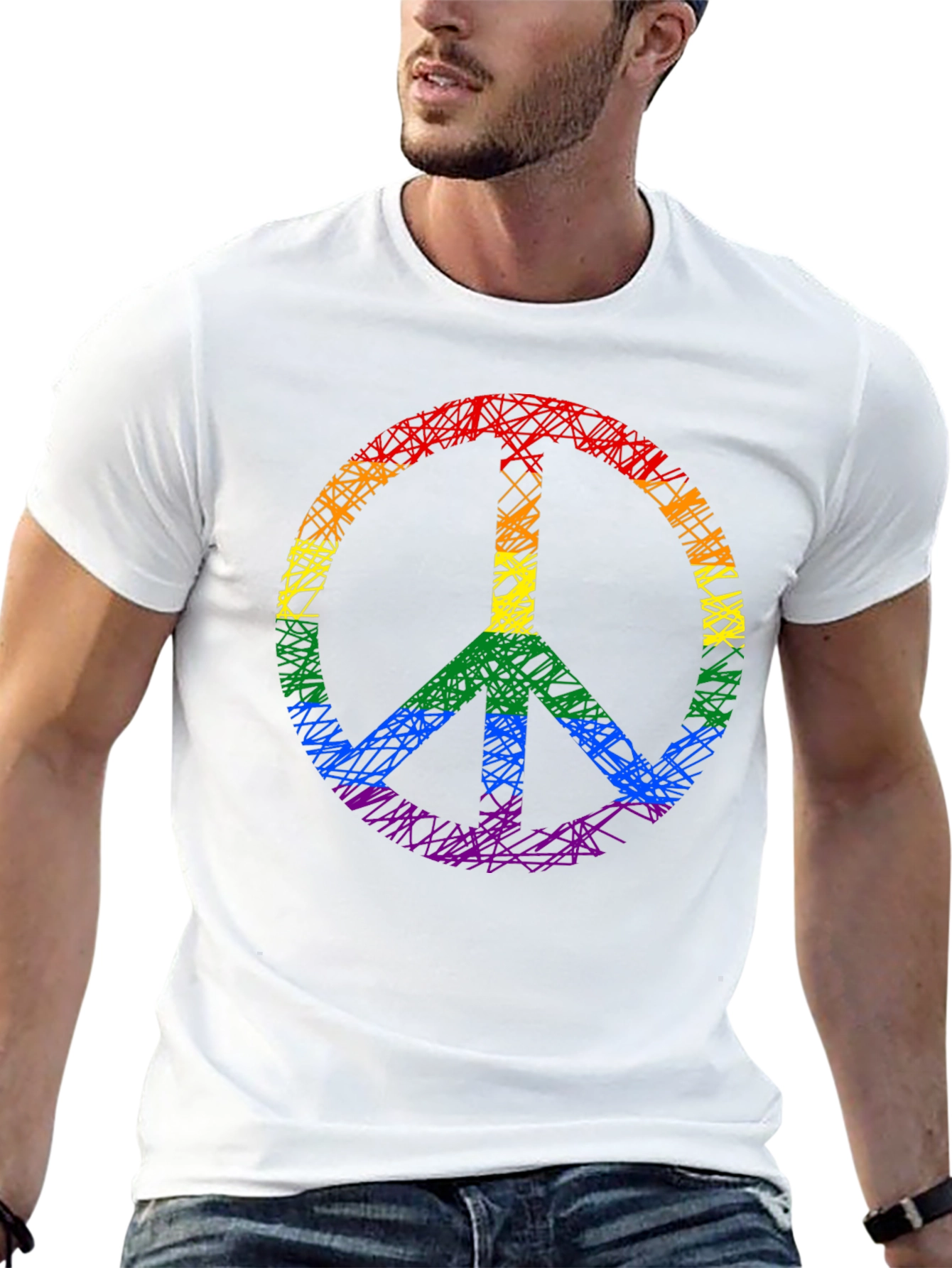 Rainbow Peace Sign Black T-Shirt